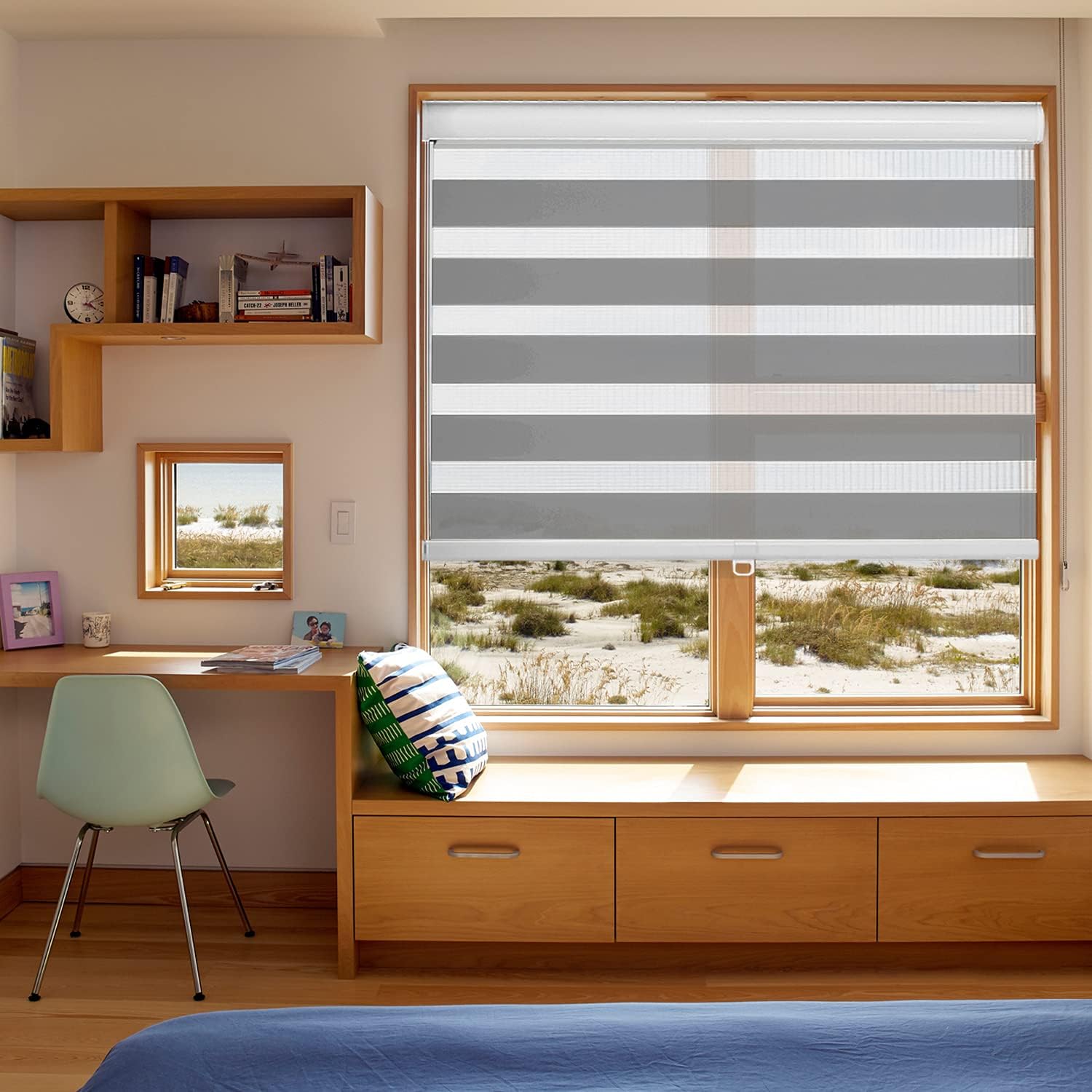 AOSKY Zebra Blinds Cordless Zebra Shades for Windows Free
