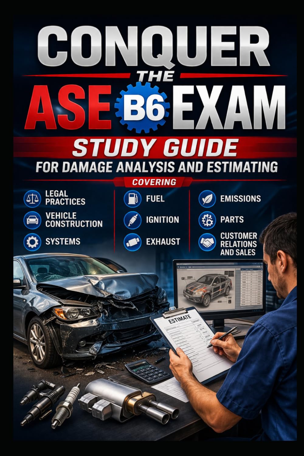 Conquer the ASE B6 Exam: Study Guide for Damage Analysis and Estimating Covering Legal Practices, Vehicle Construction, Systems, Fuel, Ignition, ... Relations and Sales (Automotive Exams)