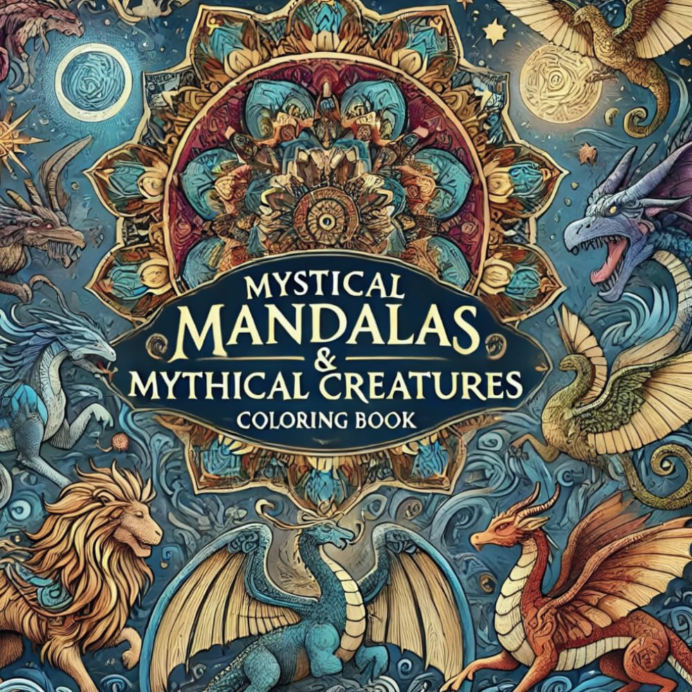 Mystical Mandalas & Mythical Creatures Coloring Book: Voyage into the Mind's Enchanted Labyrinth