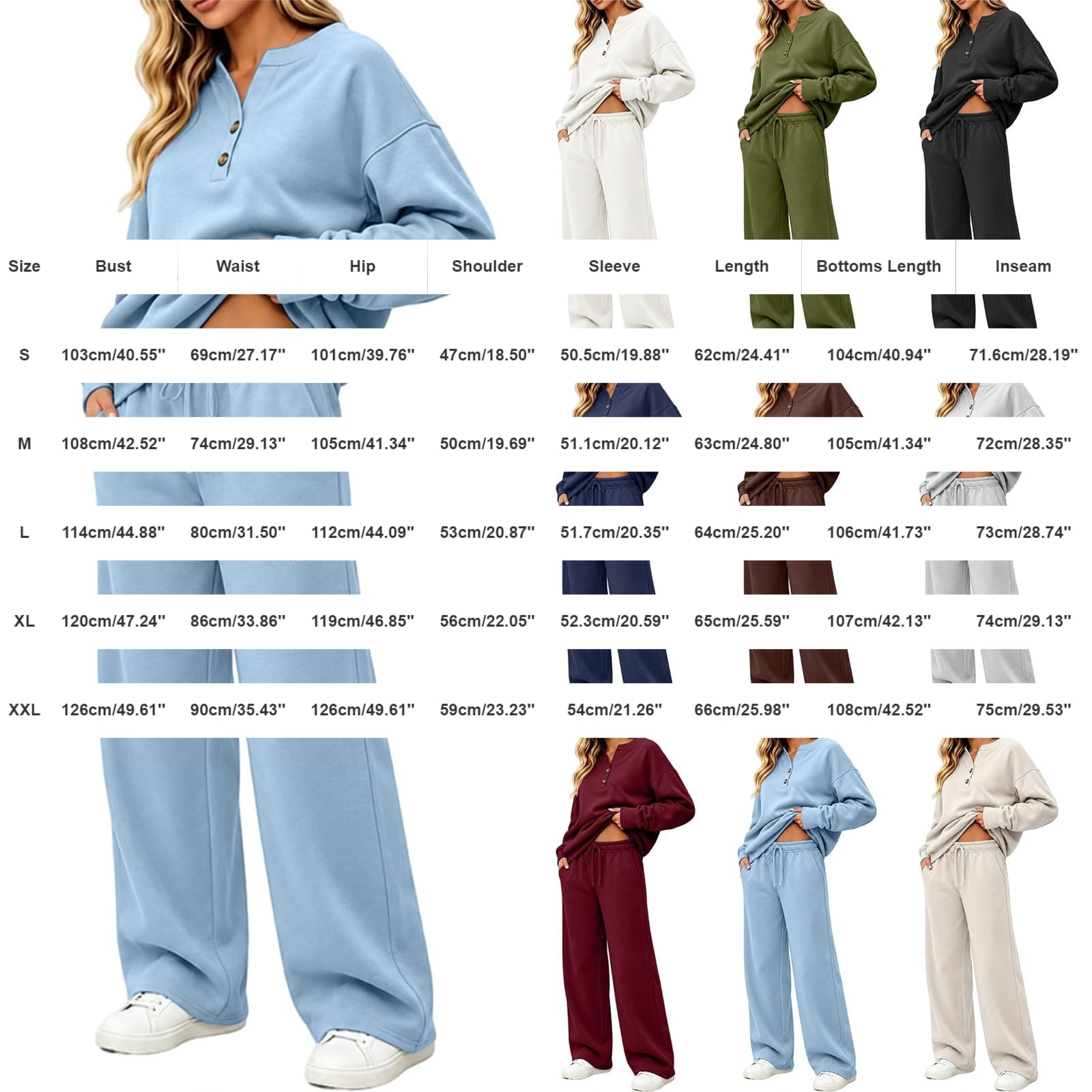 Tute Donna Eleganti 2 Pezzi Completi Sportiva Manica Lunga Scollo a V Completo Da Ginnastica Tuta Palestra Casual Set Top E Pantaloni a Gamba Larga Tute Per Jogging Fitness Yoga Da Casa Autunno