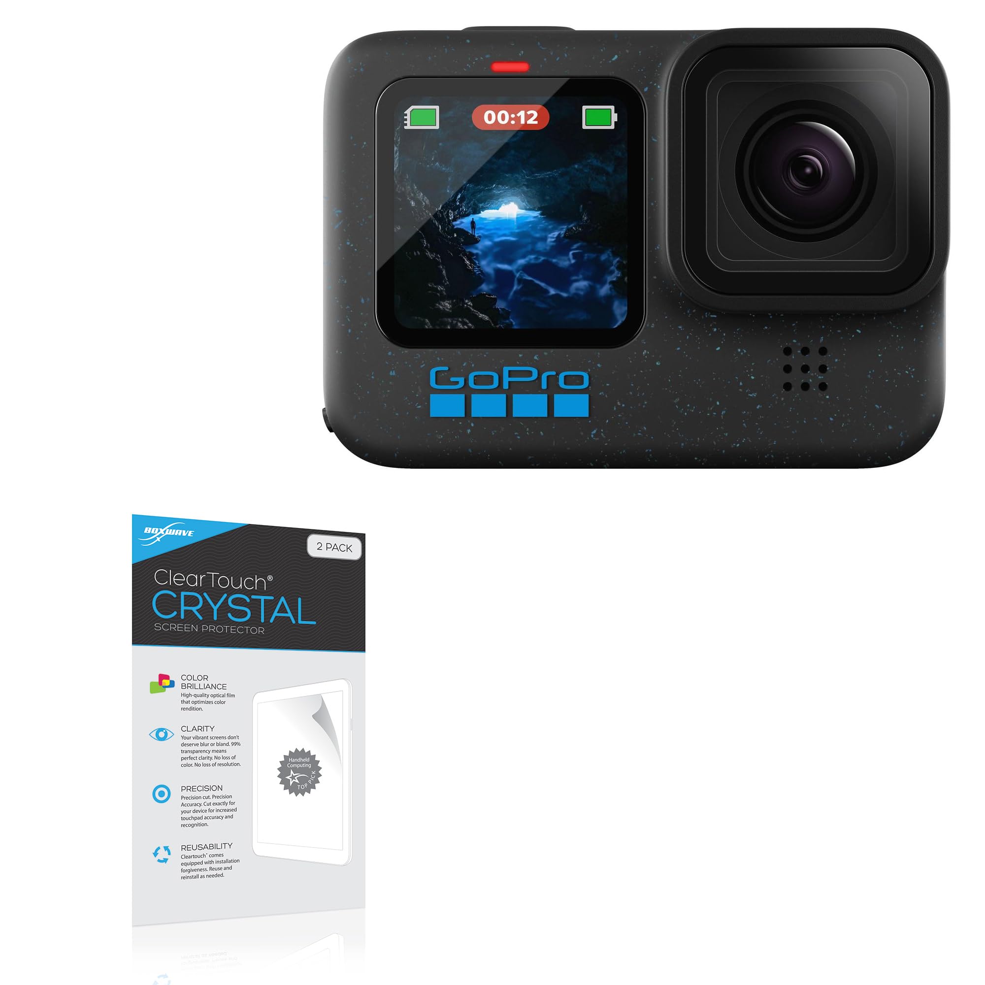 BoxWave Screen Protector Compatible with GoPro Hero 12 - ClearTouch Crystal (2-Pack), HD Film Skin - Shields from Scratches