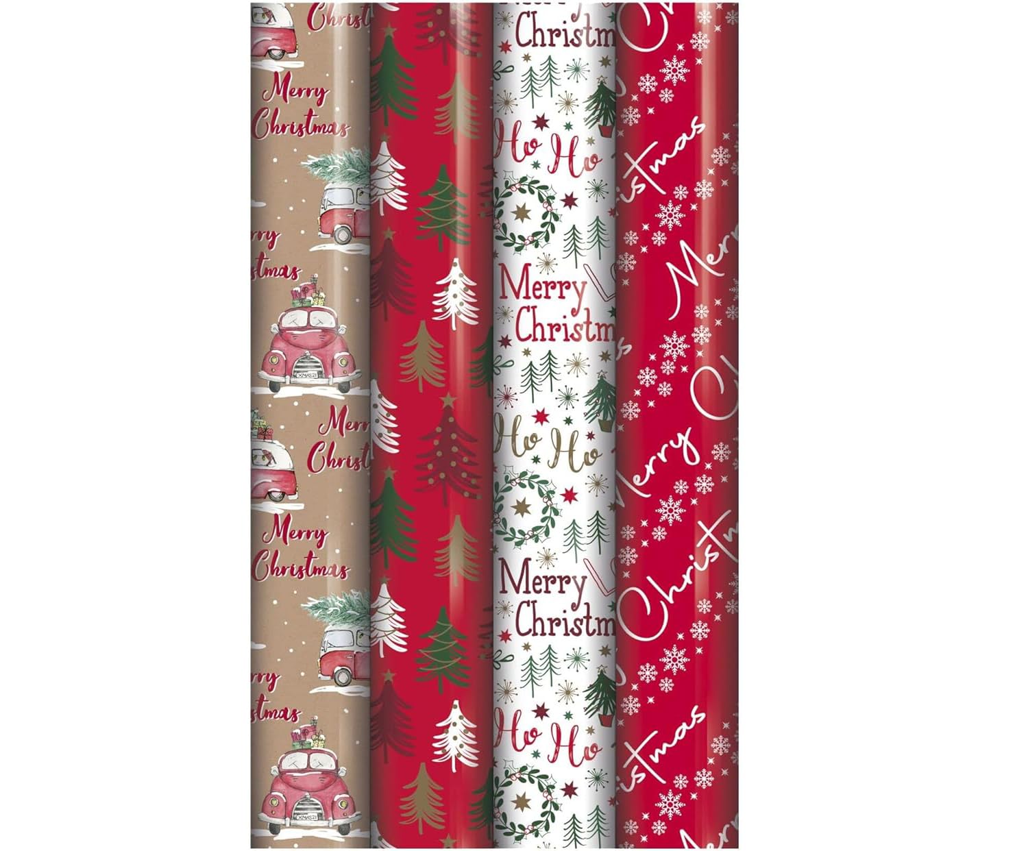 Pack Of 4 Contemporary Wrapping Paper Rolls 4 x 7M Rolls Camper Van Tree Script Design Perfect for Christmas, Birthday, Festival, Party or Wedding Christmas and Festive Decoration โ image 1