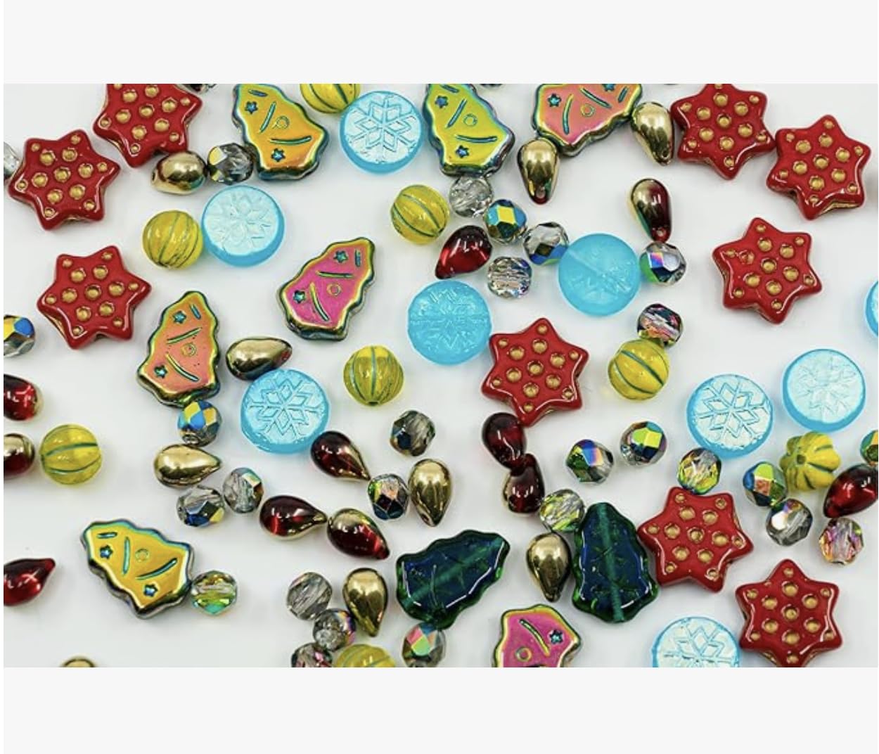 60 g Mix of Unique Czech Bohemia Glass Pressed Beads, Rocailles, Opaque Turquoise Green Copper Crystal Silver, Matte and Glossy, Hand Made BCV — view 15