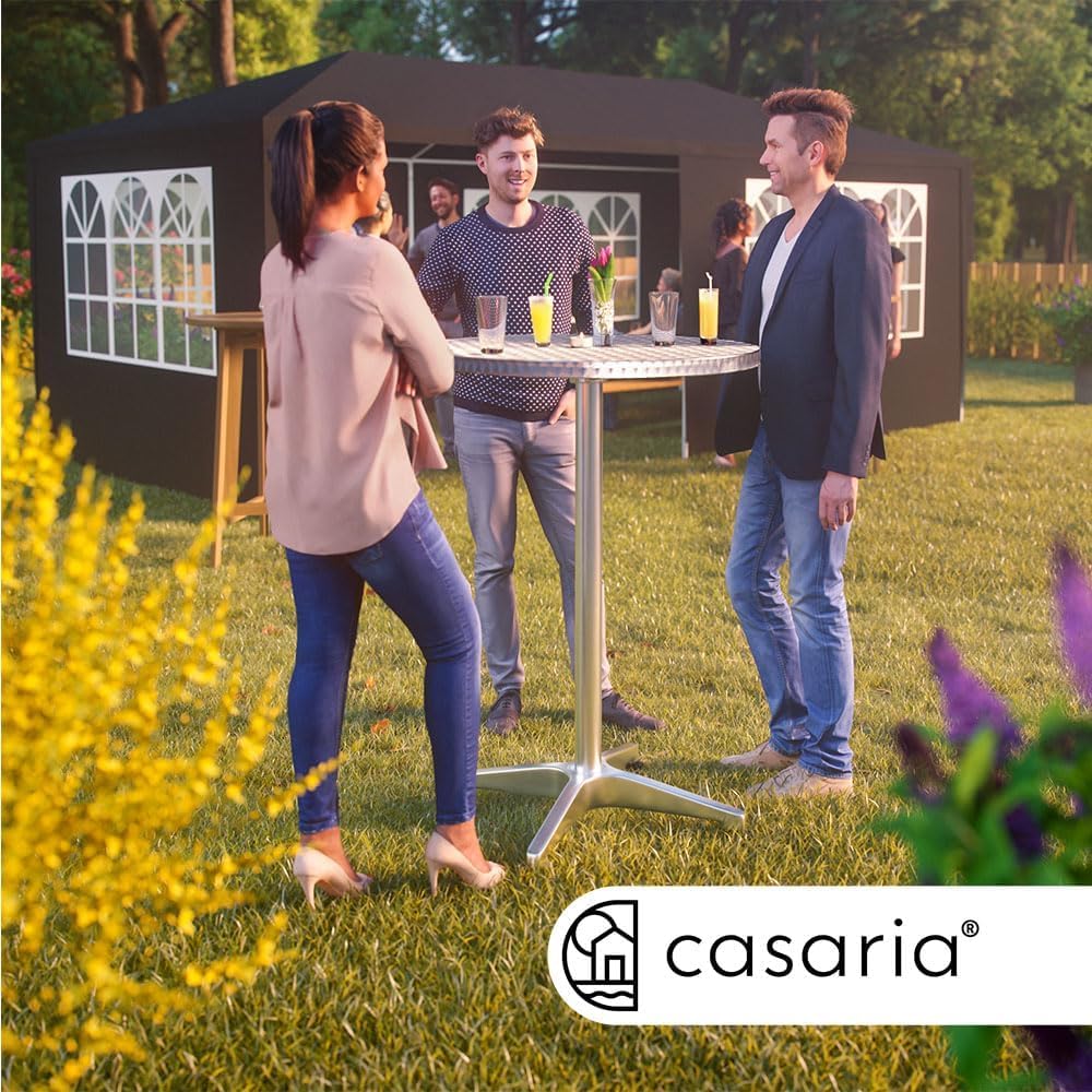 Casaria Set 2 Tavoli da Bar Altezza Regolabile 70cm / 115cm Alluminio | Rotondo, Ø 60cm, Tavoli Giardino Bistrot, per Interno ed Esterno, Robusti e Facili da pulire, 2 Pezzi, Ristorante, Bar