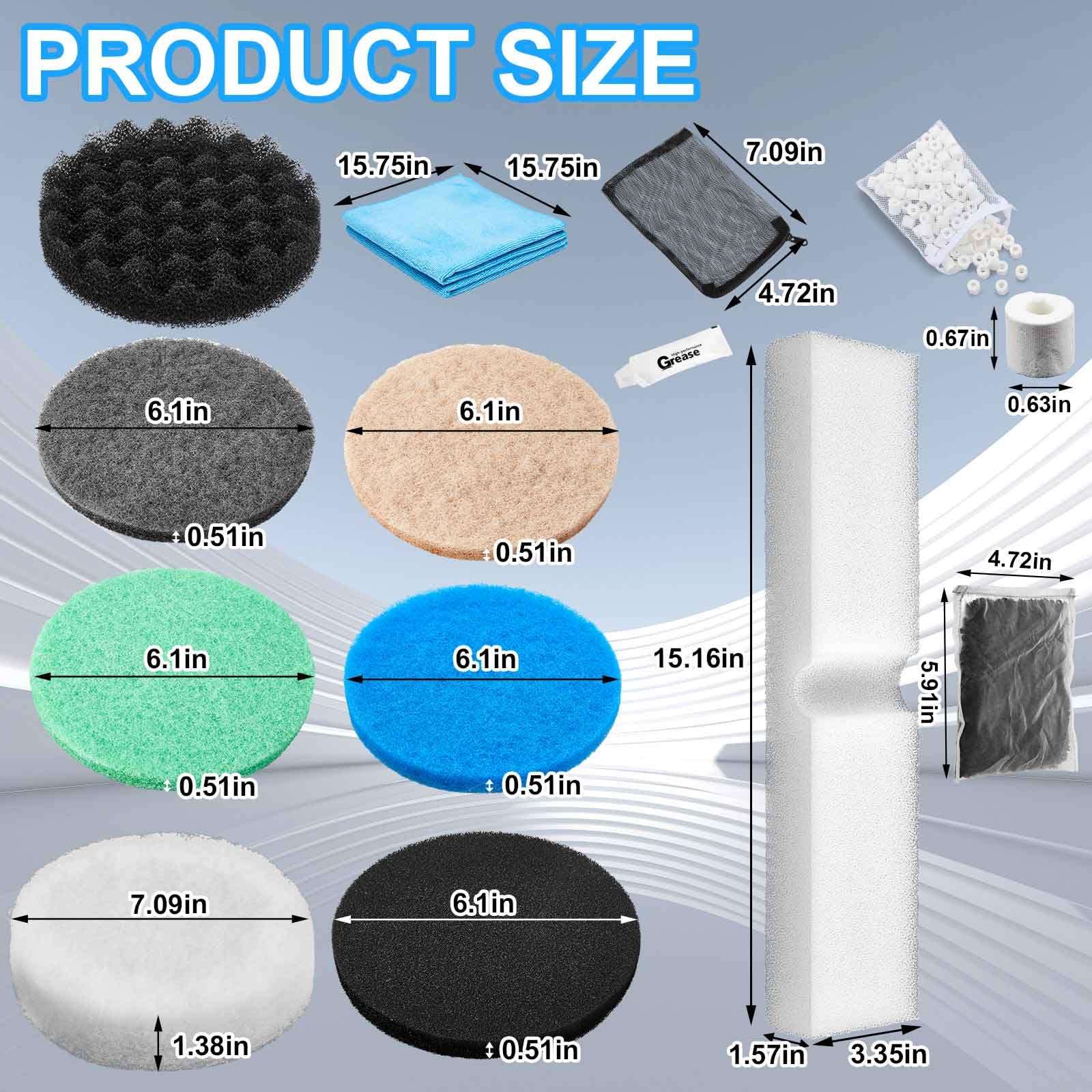 Threlaco Kit de filtro de repuesto de 28 piezas compatible con Fx2/FX4/FX5/FX6, incluyendo almohadilla de carbono, almohadillas Bio-Sponge+, almohadilla de pulido de agua, esponja de limpieza rápida