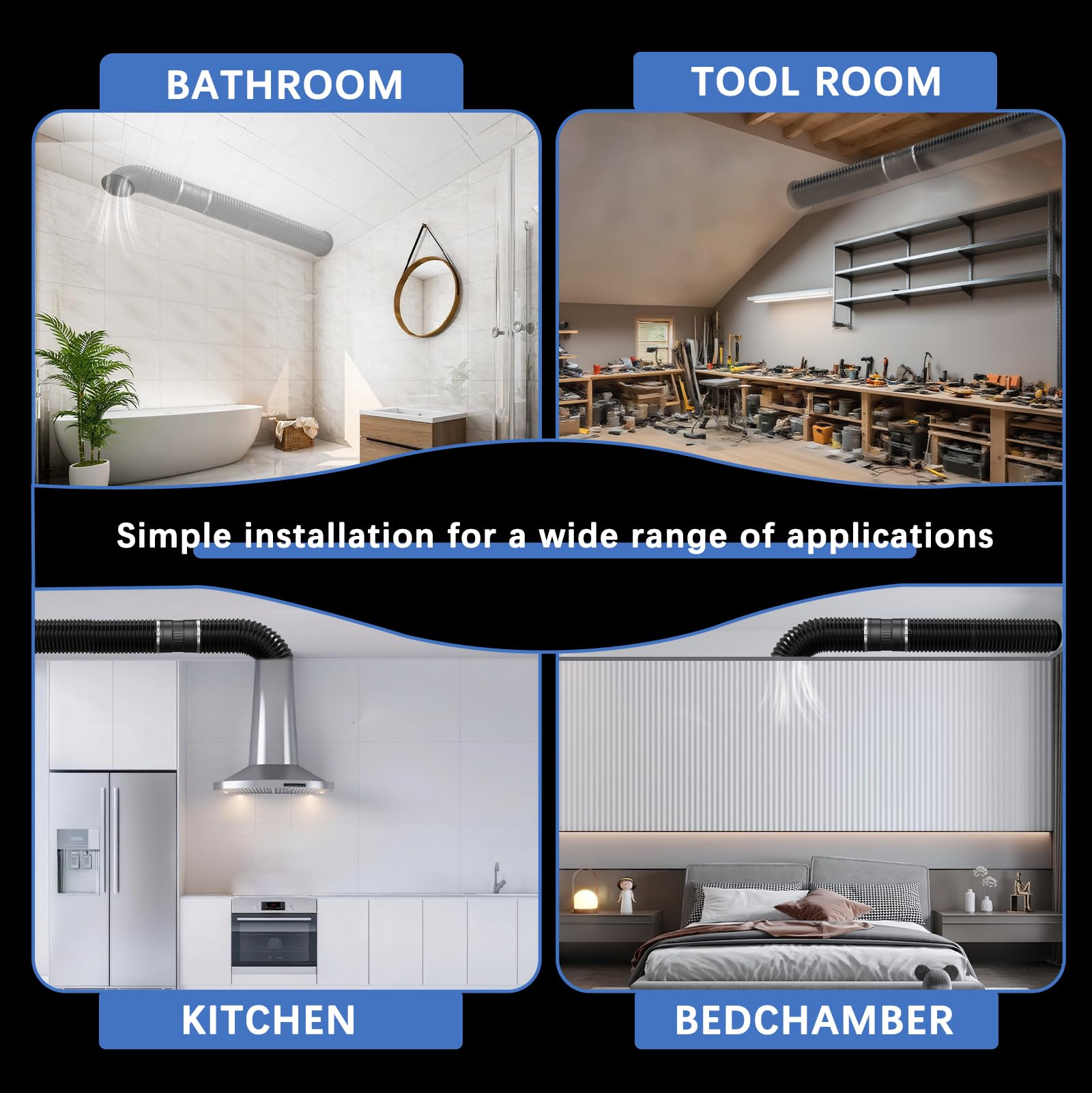 100mm Extractor de Aire con Controlador Ajustable, Motor de CC, Línea Ventilador Extractor de Conducto para Baño, tienda de cultivo, Garage, Cucina,Invernadero, Sótano.