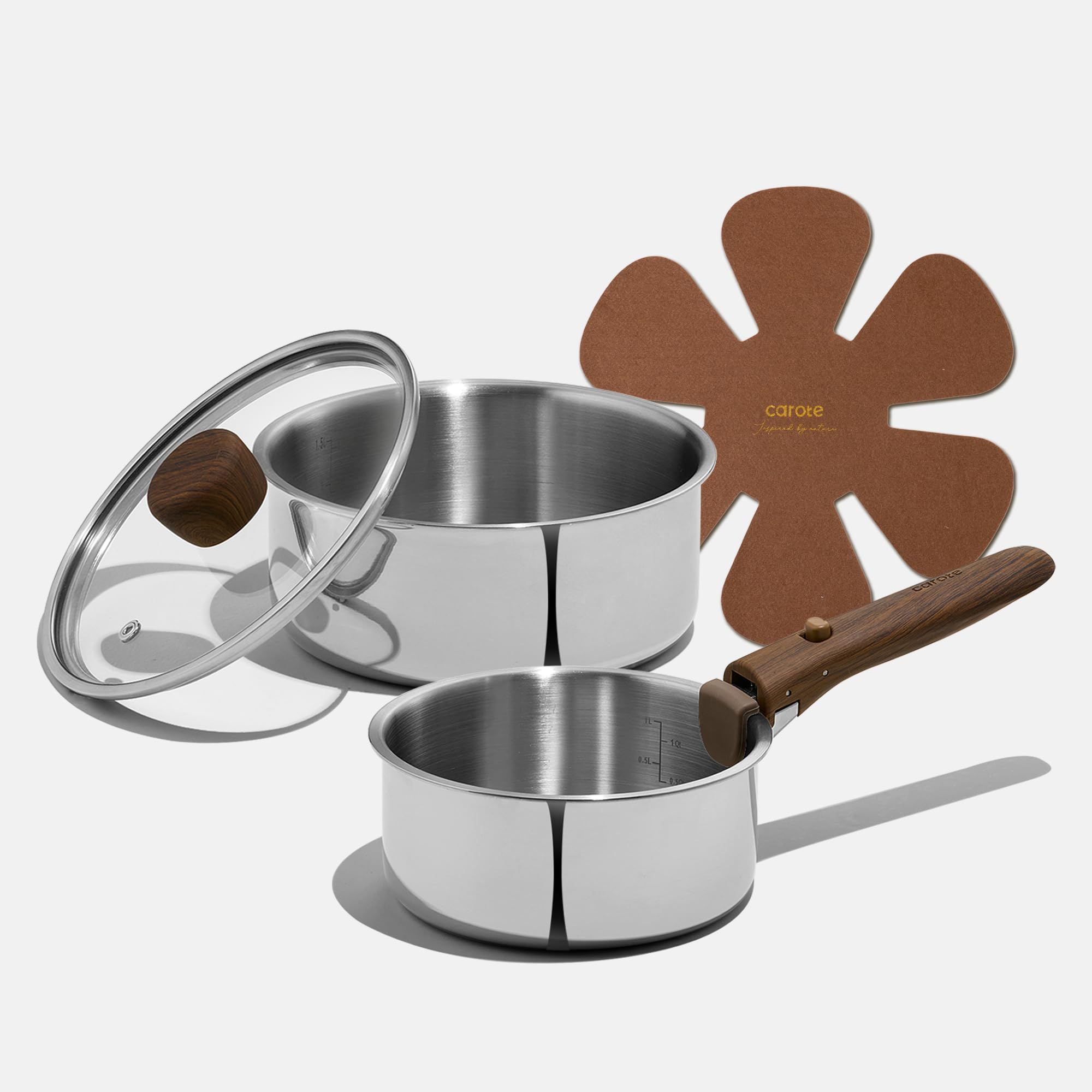 CAROTE Tri-Ply Stainless Steel Sauce Pan with Detachable Handle