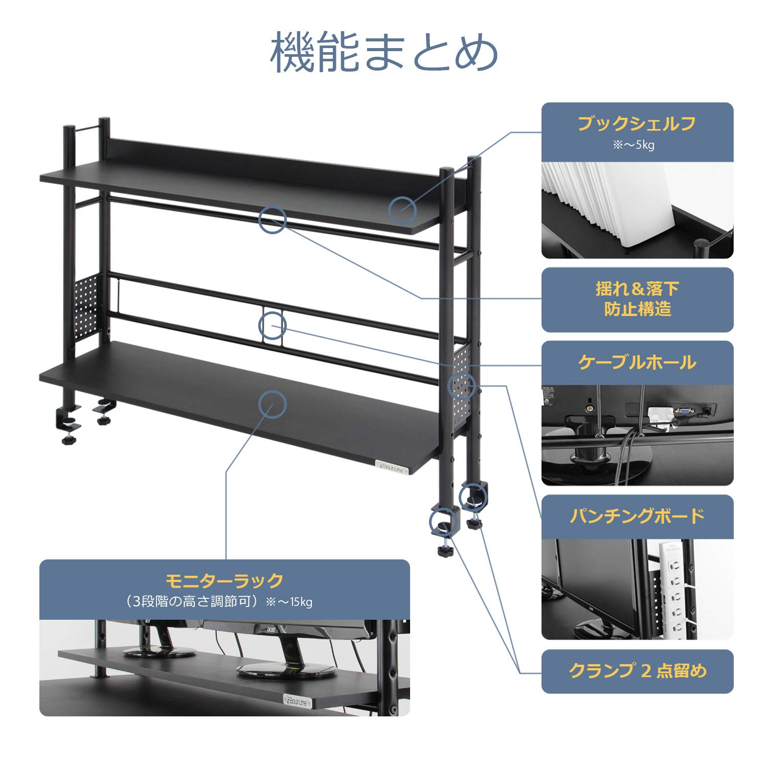 Amazon.co.jp: Bauhutte(バウヒュッテ) デスクラック 2段 120cm幅