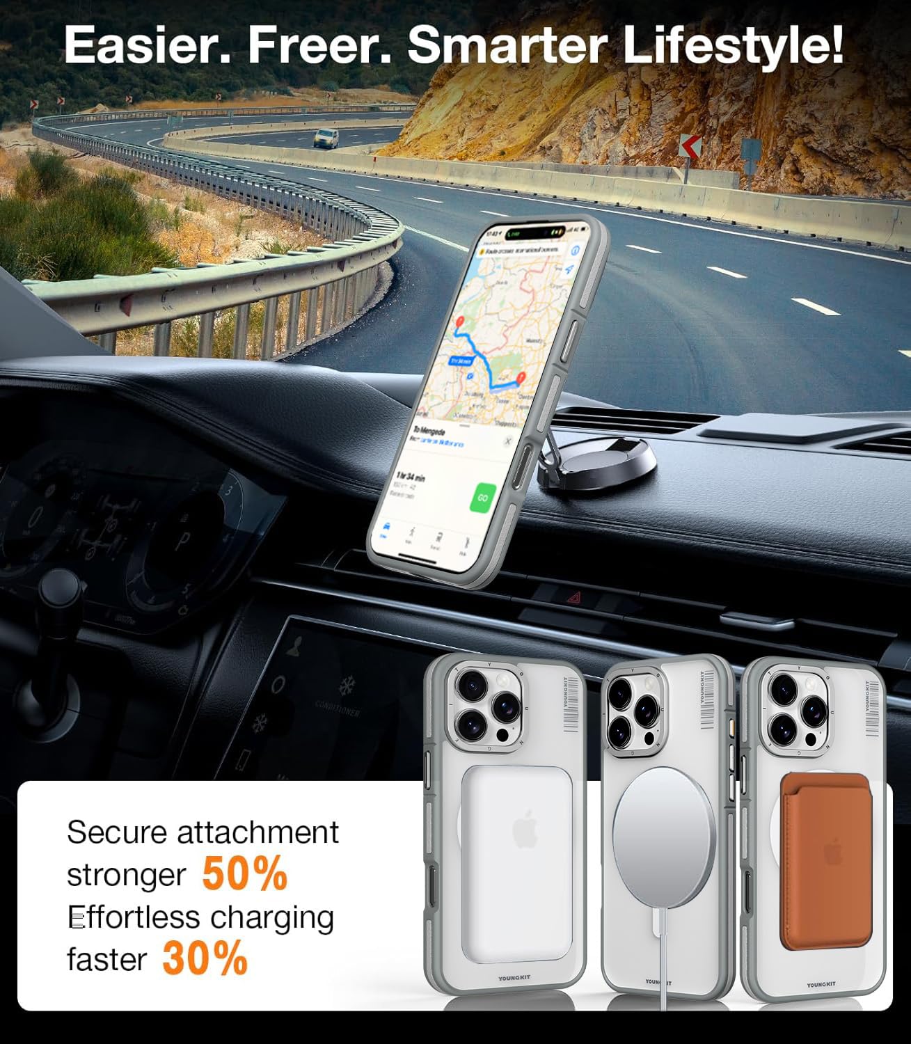 YOUNGKIT Cover for Phone 16 Pro, Suitable for MagSafe Ultra Thin Magnetic Silicone Case, Fingerprint and Scratch Resistant - Image 2