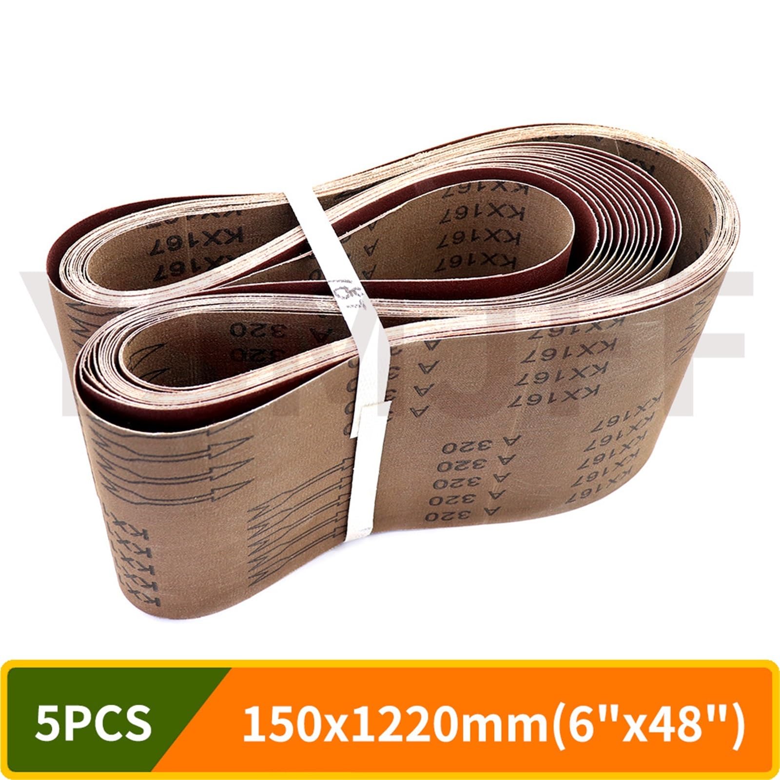 5PCS 1220x150mm Nastri abrasivi 6x48 pollici Ossido di alluminio abrasivo for la macinazione del legno Lucidatura dei metalli Accessori for smerigliatrice a nastro(5PCS 320 Grit)