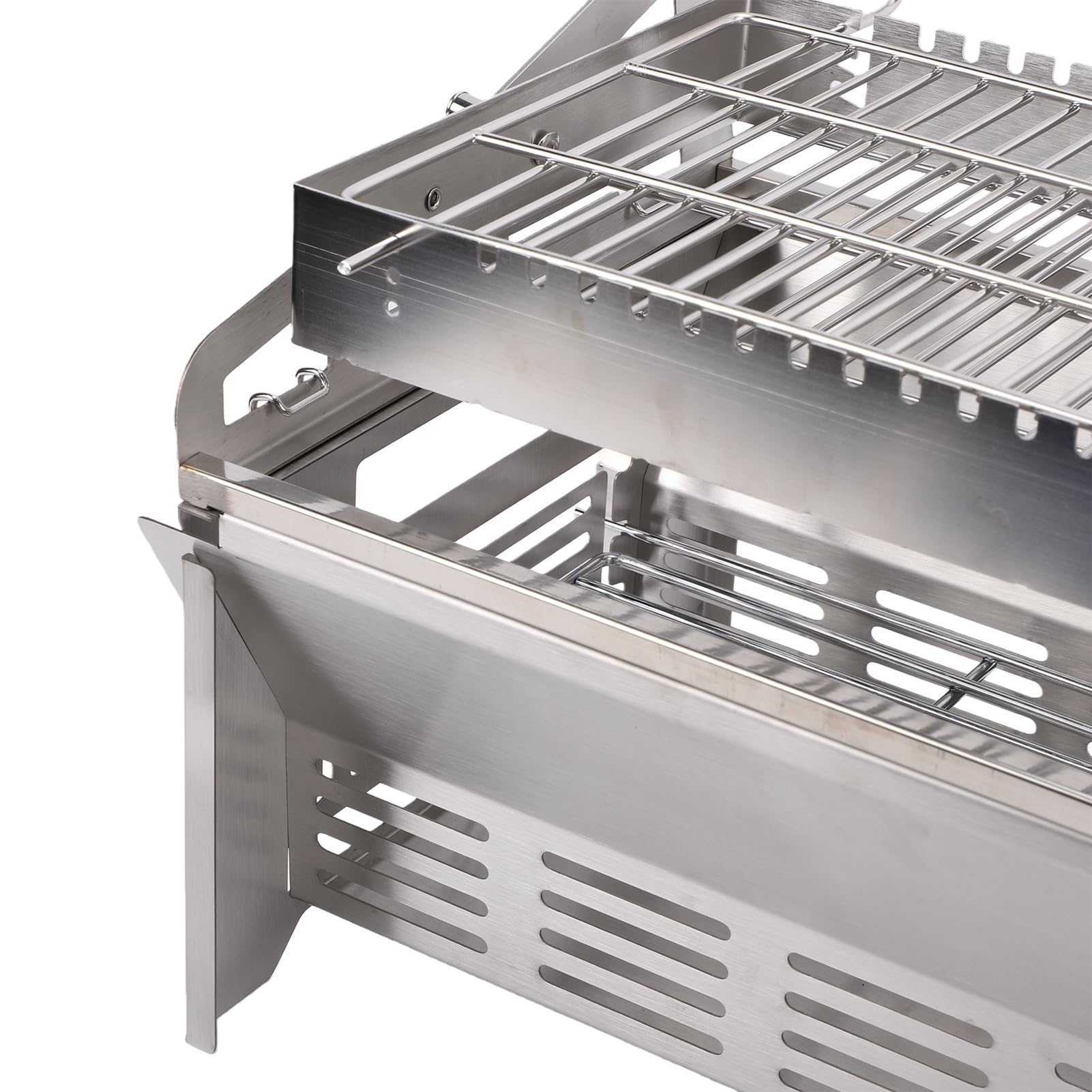 Griglia per Barbecue Girevole a 360 Gradi Griglia a Carbone Ribaltabile in Acciaio Inossidabile Portatile Staccabile per Campeggio Picnic Cortile BBQ Festa all'aperto