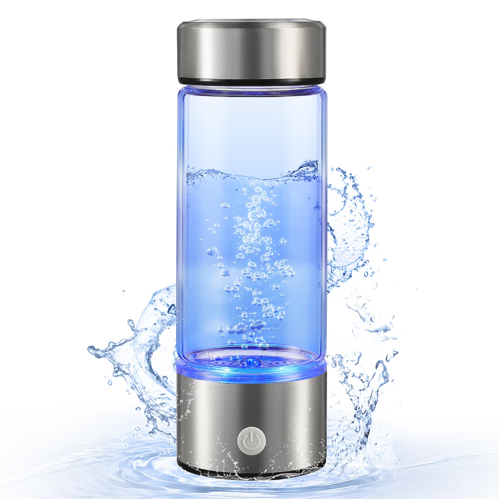 Hydrogen Water Bottle Generator (420ml 3-Minute) Quick Electrolysis, SPE/PEM Technology, Portable Water Bottle Ideal for Home, Travel, Exercise, and Gifting (Silver)