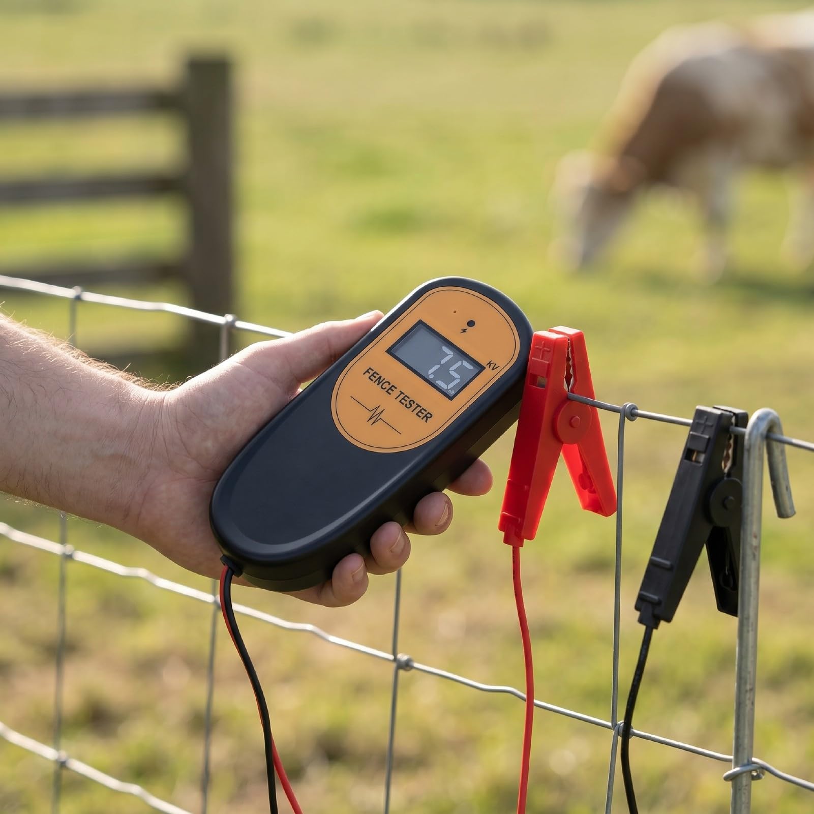 Tester di Tensione per Recinto Elettrico, Misuratore di Tensione Digitale a Impulsi da 500 V a 13 KV con Protezione del Circuito di Funzionamento a un Pulsante, Rilevatore di