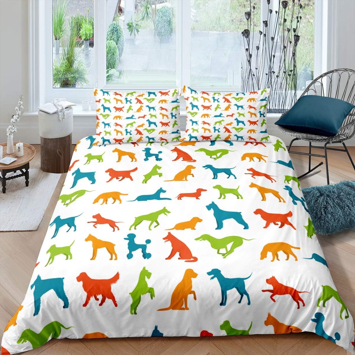 Cute Dog Printed Duvet Cover for Kids Boys Girls Teens Cartoon Animals