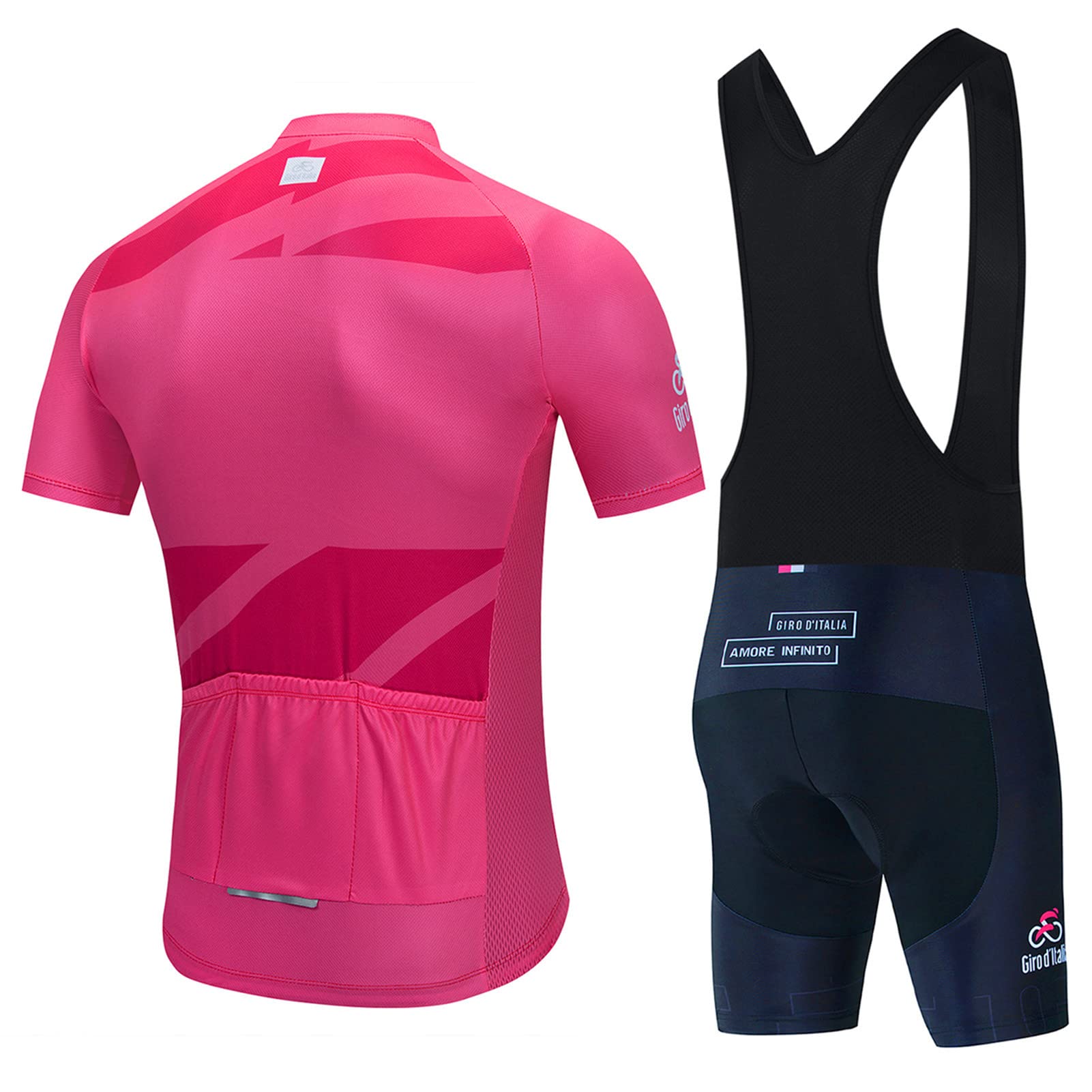 Abbigliamento Ciclismo da Uomo,Maglia Manica Corta+Pantaloncini+ Salopette Ciclismo Con Cuscinetto in gel 20D,Abbigliamento da Ciclismo Traspirante Elastico Set