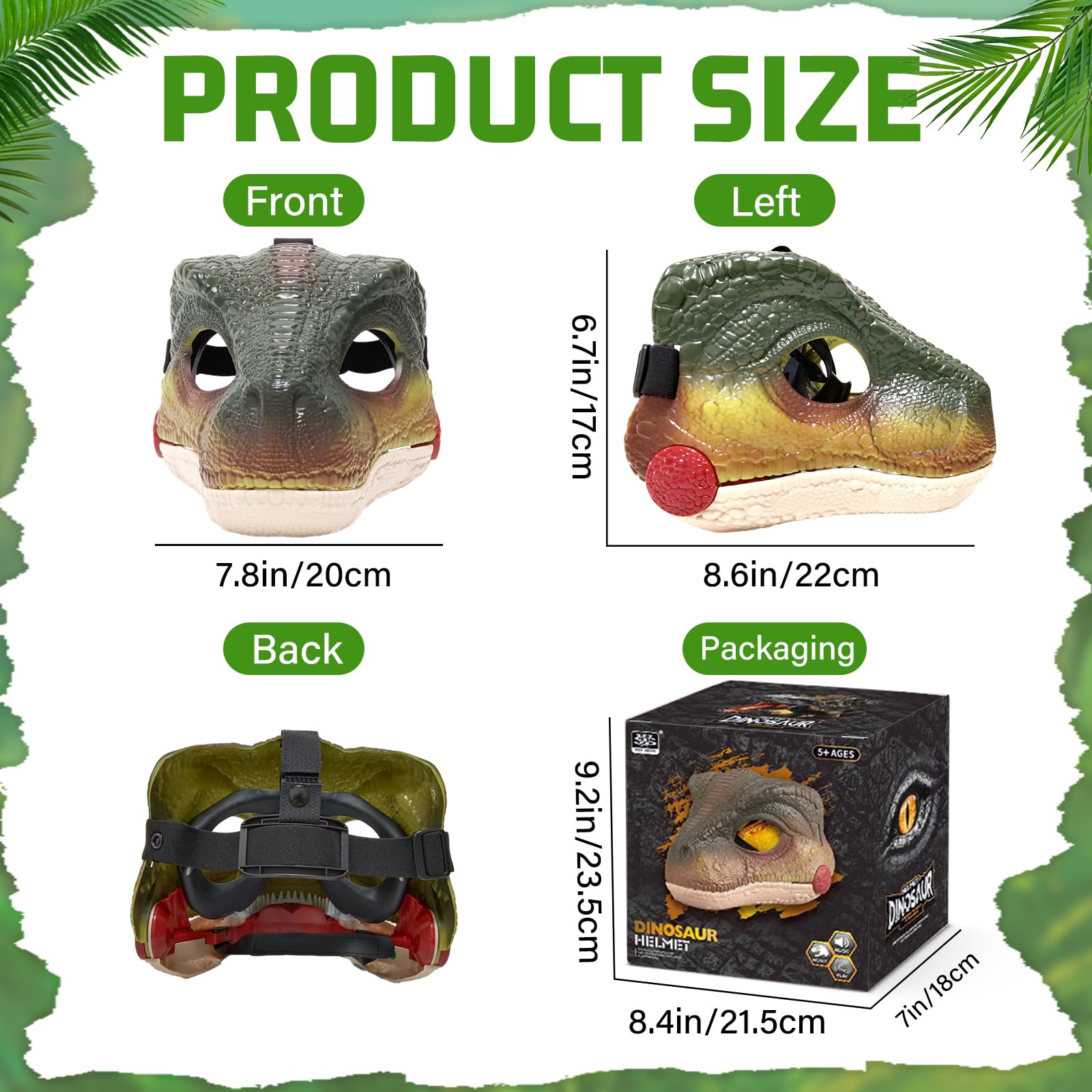 Dino Maske Dino Mask Moving Jaw Halloween Dekoration Dinosaurier Kostüm Maske Tragen von Soundeffekten Dino Maske Kopfbedeckung für Kinder Erwachsene Velociraptor Masken für Dinosaurier Party