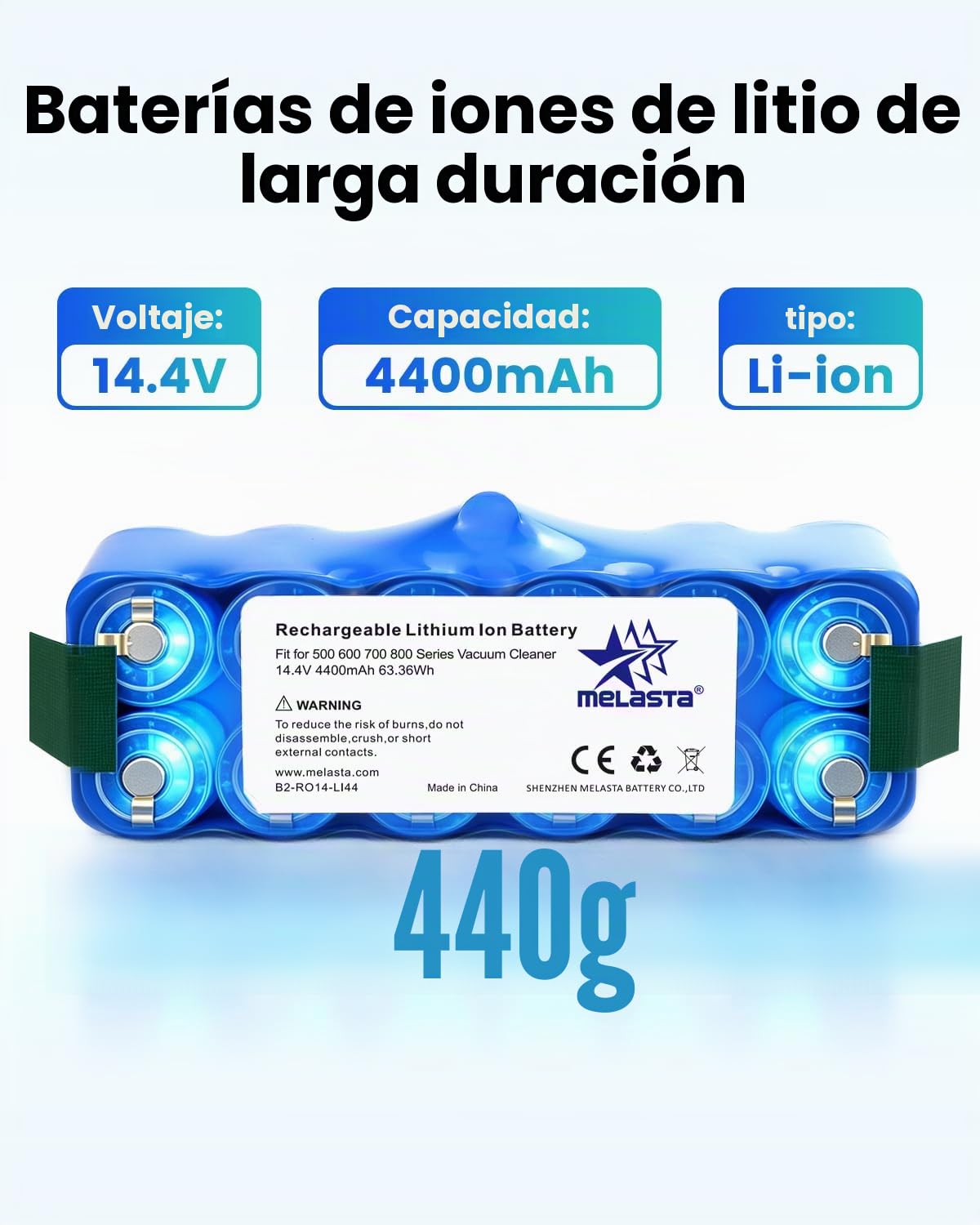 melasta 4400mAh Li-Ion Batería para iRobot Roomba 500 600 700 800 Series