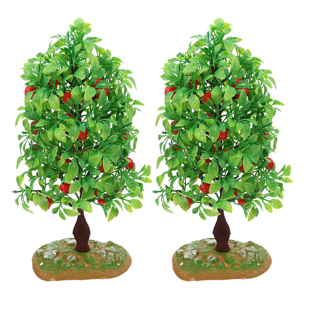 LOGOFUN 2Pcs Artificial Fruit Tree Models Miniature Fruit Trees Ornaments Dollhouse Sand Table Fruit Trees Prop for Micro Landscape Decorations