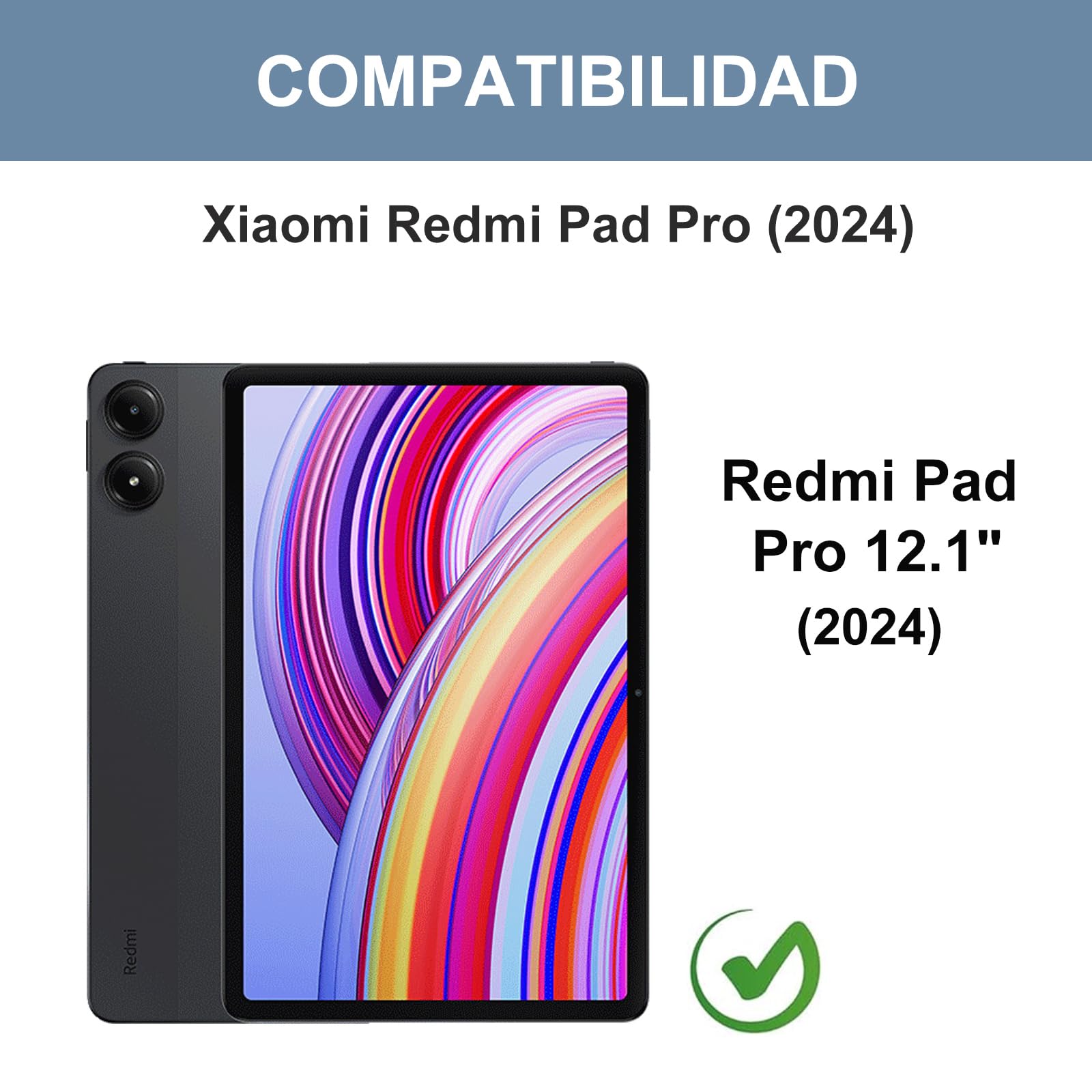 FOGARI Teclado con Touchpad para Redmi Pad Pro 12.1" 2024/Poco Pad 12.1" | Funda para Redmi Pad Pro 12.1 con Español Ñ Teclado Retroiluminado Desmontable con Trackpad para Xiaomi Redmi Pad Pro, Negro