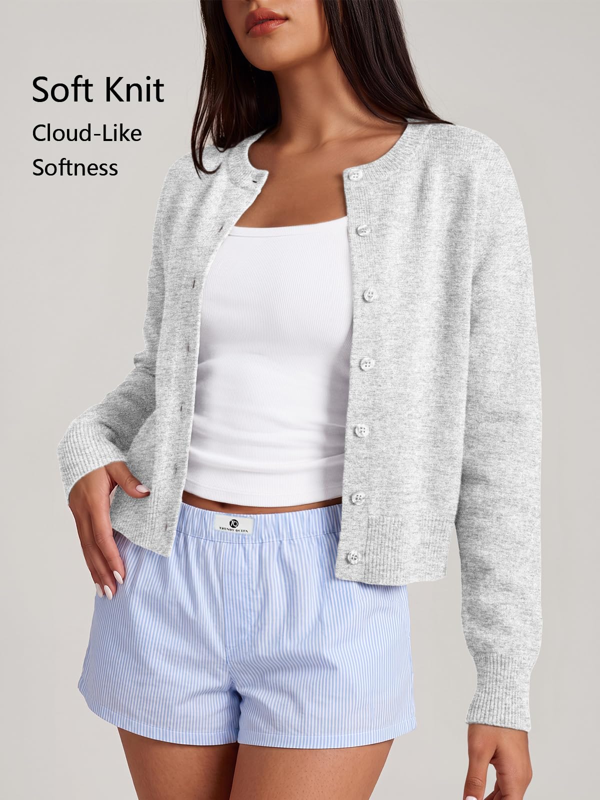 Trendy Queen Cropped Cardigan Sweaters for Women Fall Fashion Clothes 2026 view 3