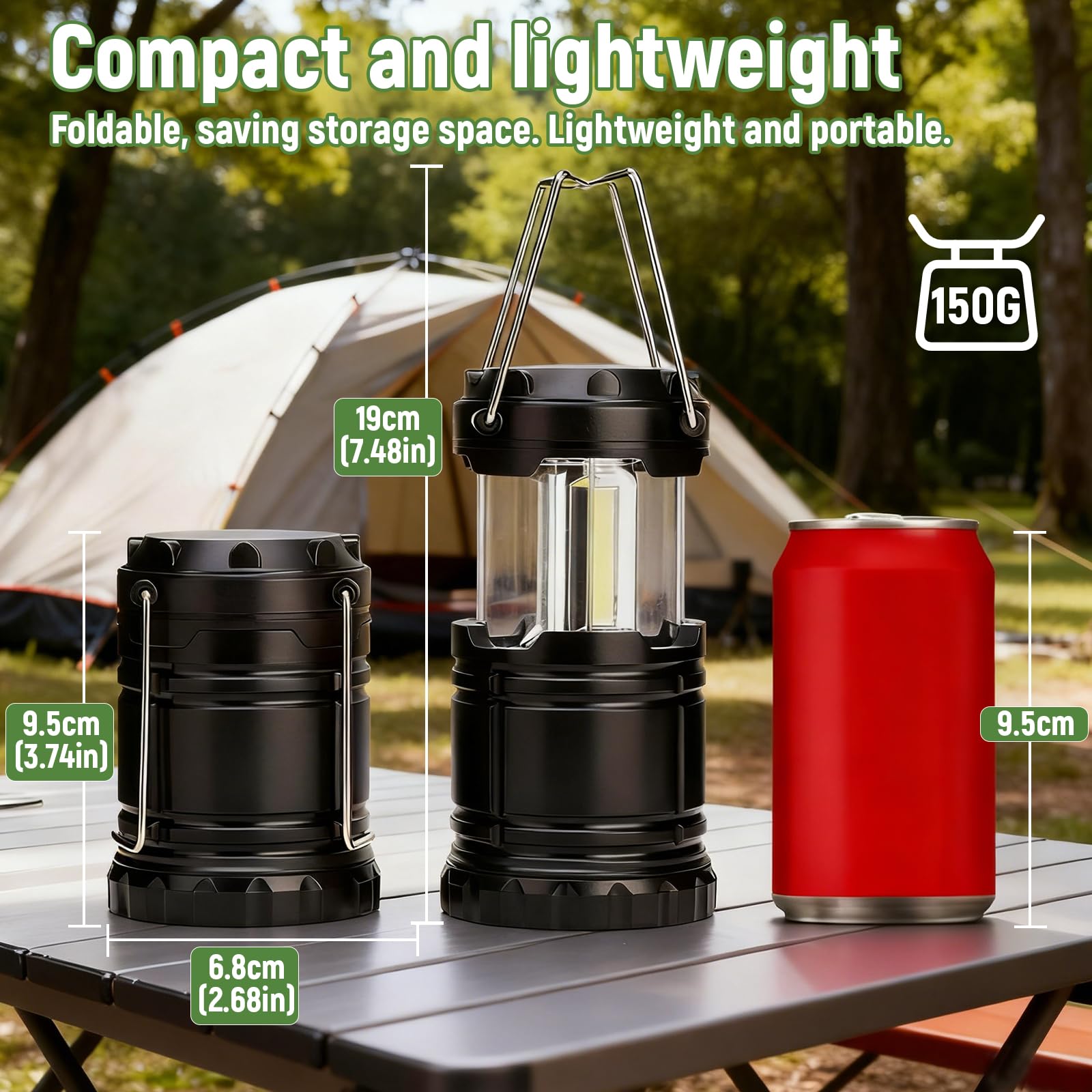 4 Pezzi Lampada da Campeggio, Lampada Campeggio Impermeabile Portatile, Lampada da Tenda LED a Batteria (3*AAA non incluso) per Campeggio, Emergenza, Pesca, Escursionismo