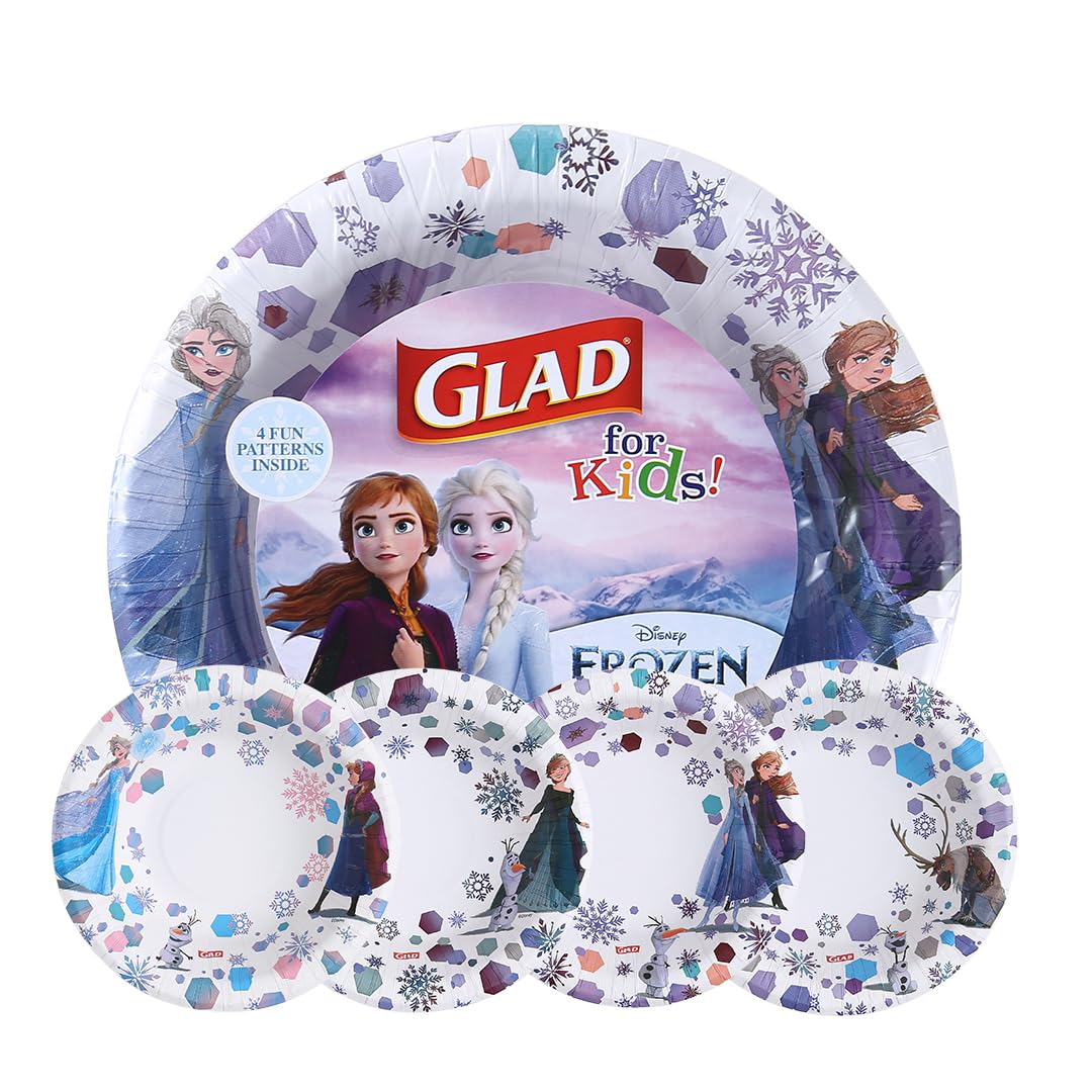 Glad for Kids Disney Frozen Disposable Paper Bowls, Anna and Elsa - Heavy Duty, Soak Proof, Microwavable, Kid-Friendly Snack Bowls for Everyday Use,