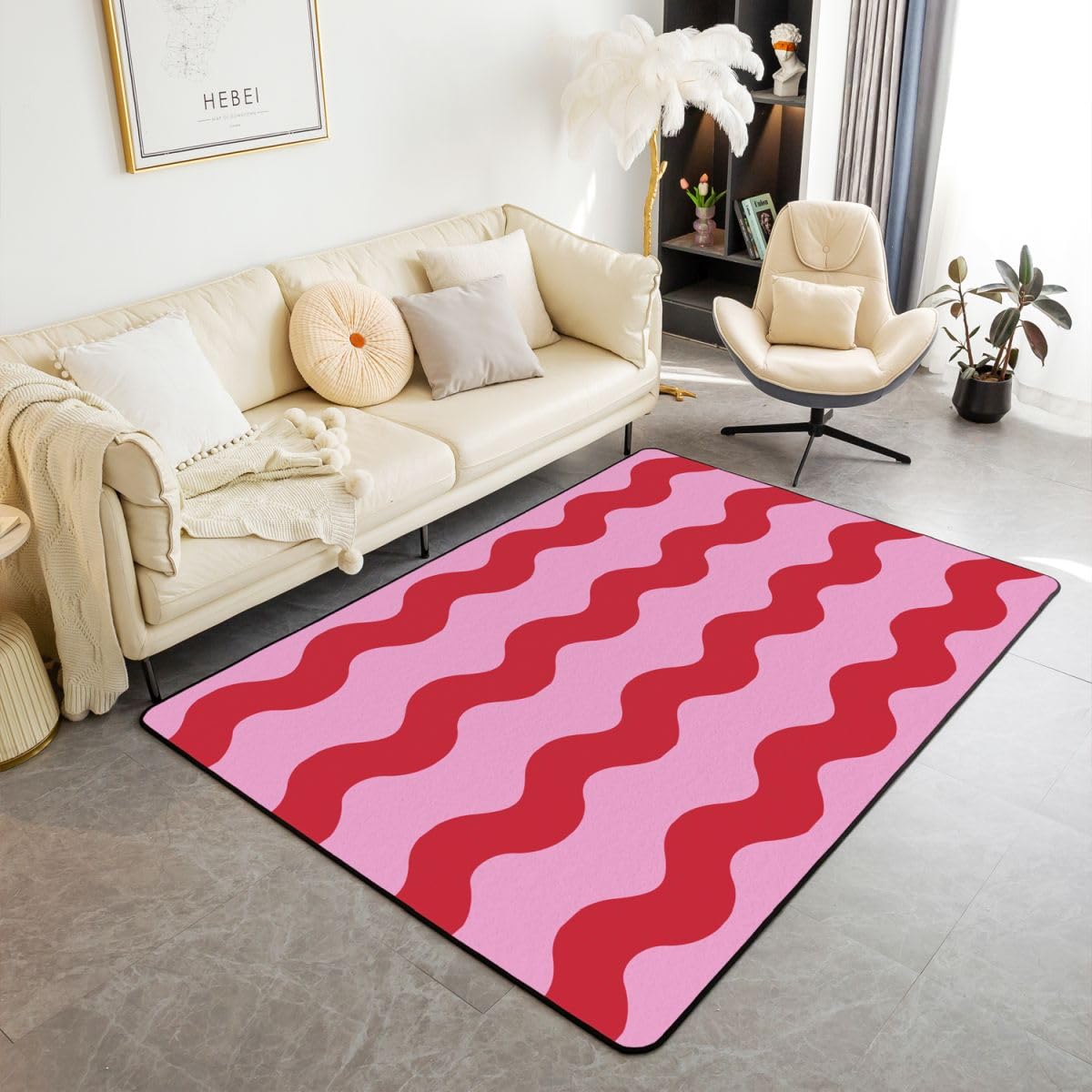 Homewish Tapis Salon 100x150cm Moderne Wavy Ligne