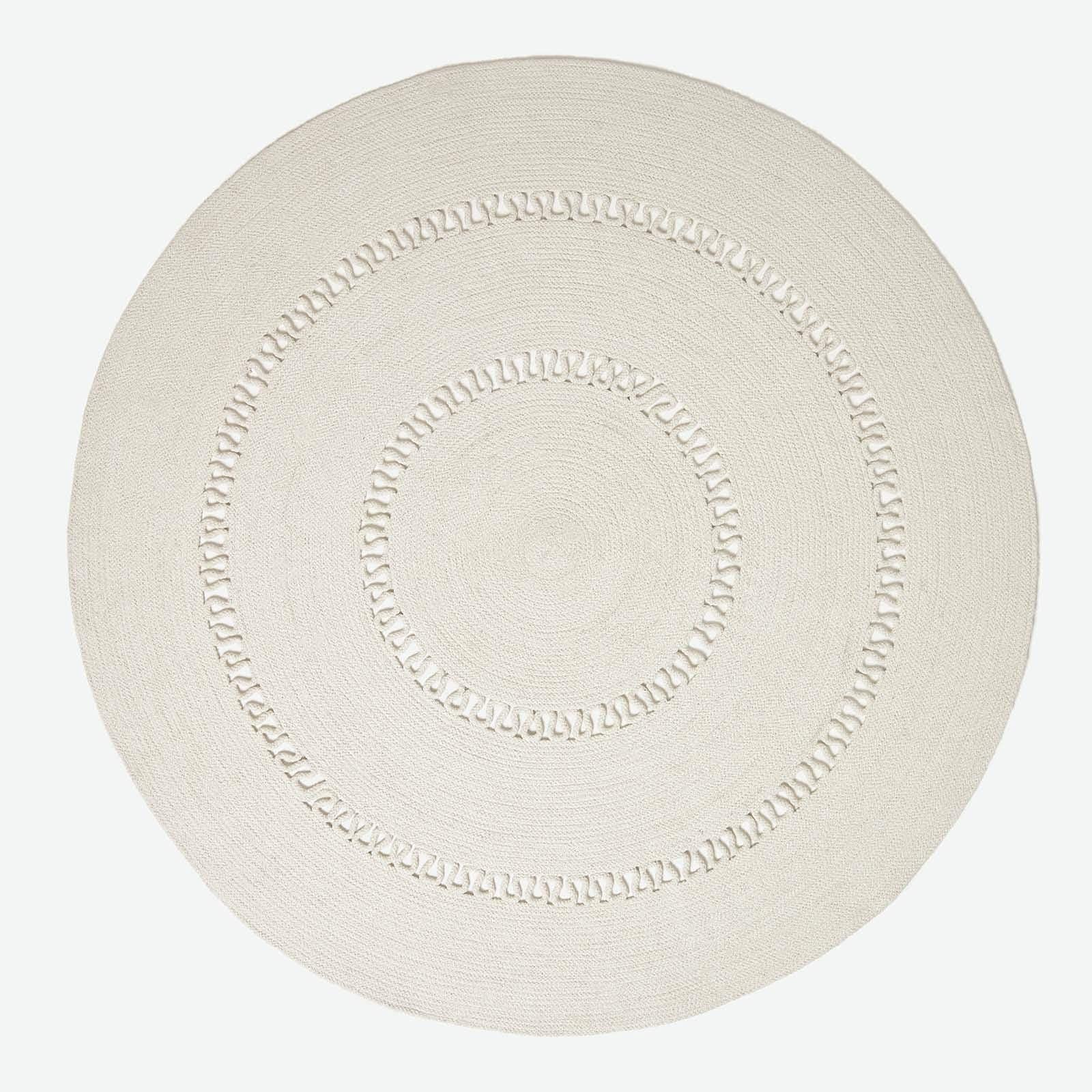 Homescapes Natural Crochet Rug Handwoven Cotton Braided Mat Reversible 120 Cm Round Rug For Living Room & Bedroom