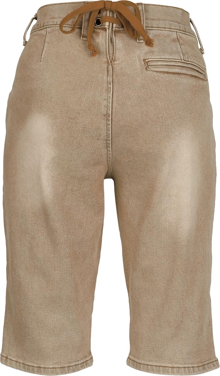 EMP Special Collection Damen beige Oktoberfest Denim-Short mit Schnürung und Stickerei