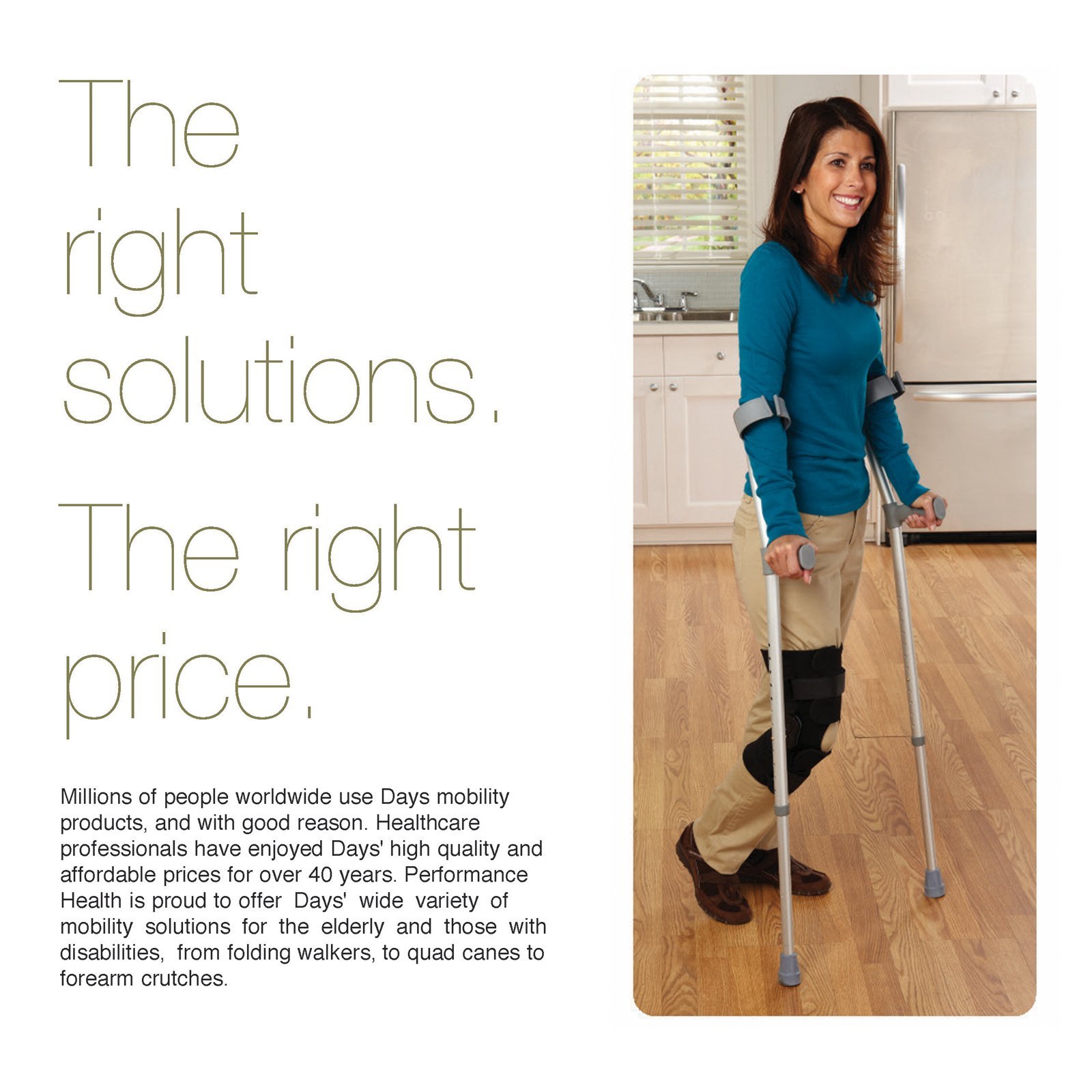 Days Forearm Crutches, Adult Size, Turning Arm Cuffs and Crutches