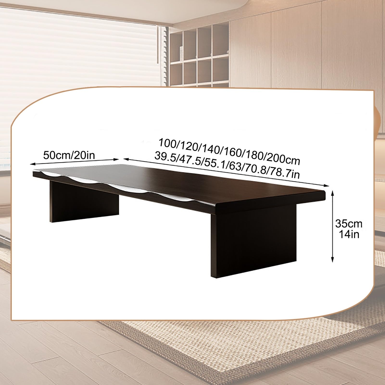 JHDXL Tavoli da Salotto Giapponese per Tatami, Tavolo Basso per Sedersi Sul Pavimento, per Seduta a Pavimento, per Cibo e Pratiche Spirituali(140 * 60 * 35cm/55.1 * 23.6 * 14in)
