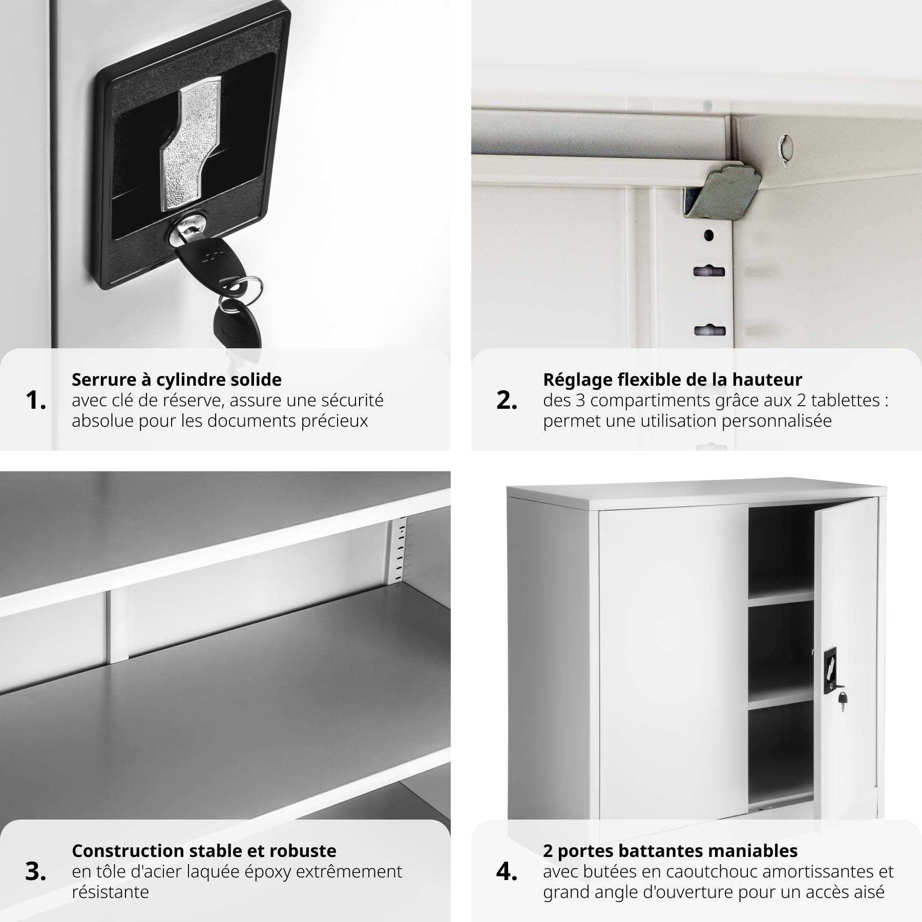 tectake 800412 Armoire de Bureau Metallique Verrouillable avec Étagères - diverses Tailles au Choix (90x40x90 cm | No. 402486)