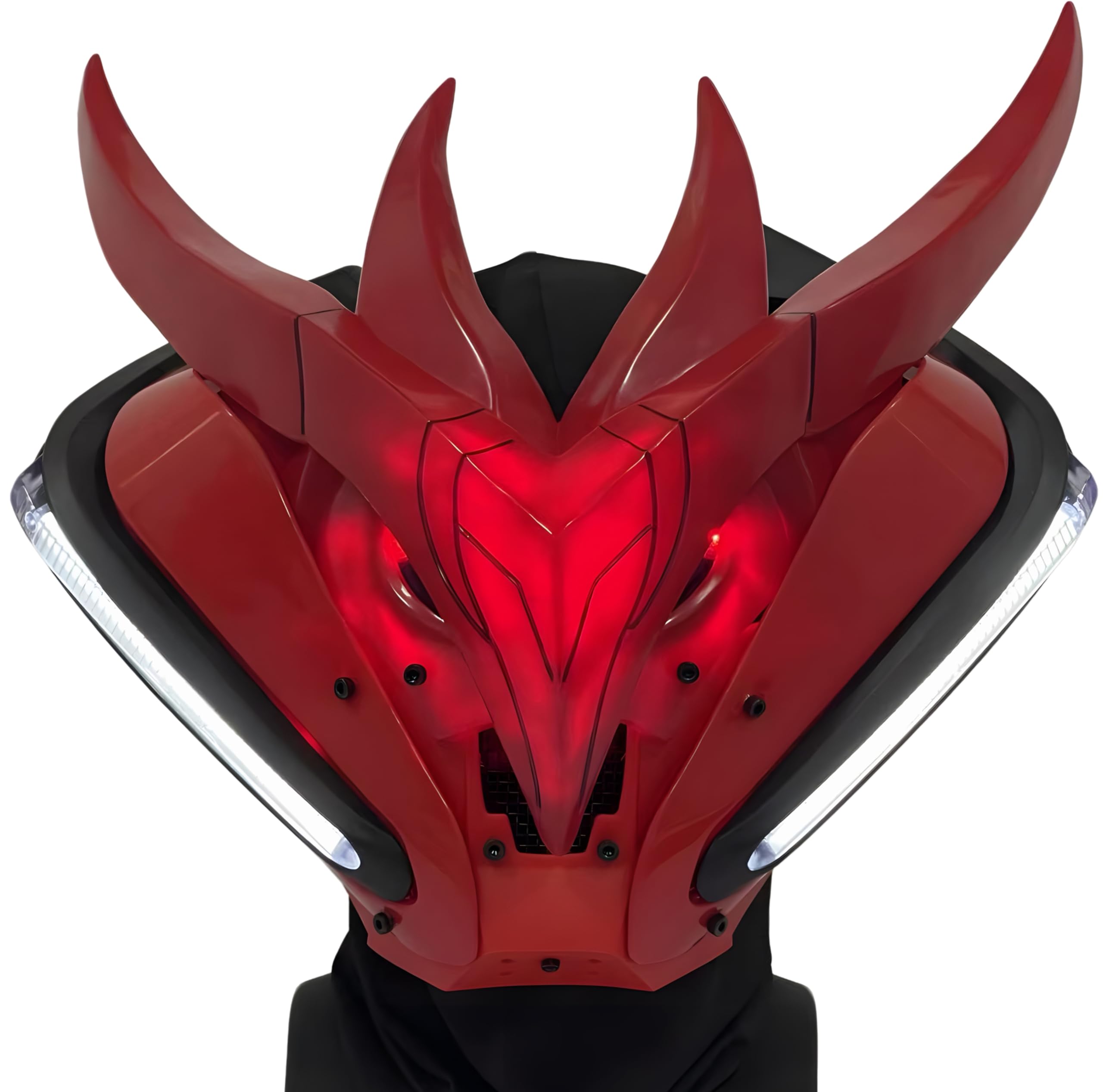 Fudaole Red Cyberpunk Techwear Mask–Futuristic LED Cosplay Helmet for Raves,Festivals,Halloween & Streetwear Looks