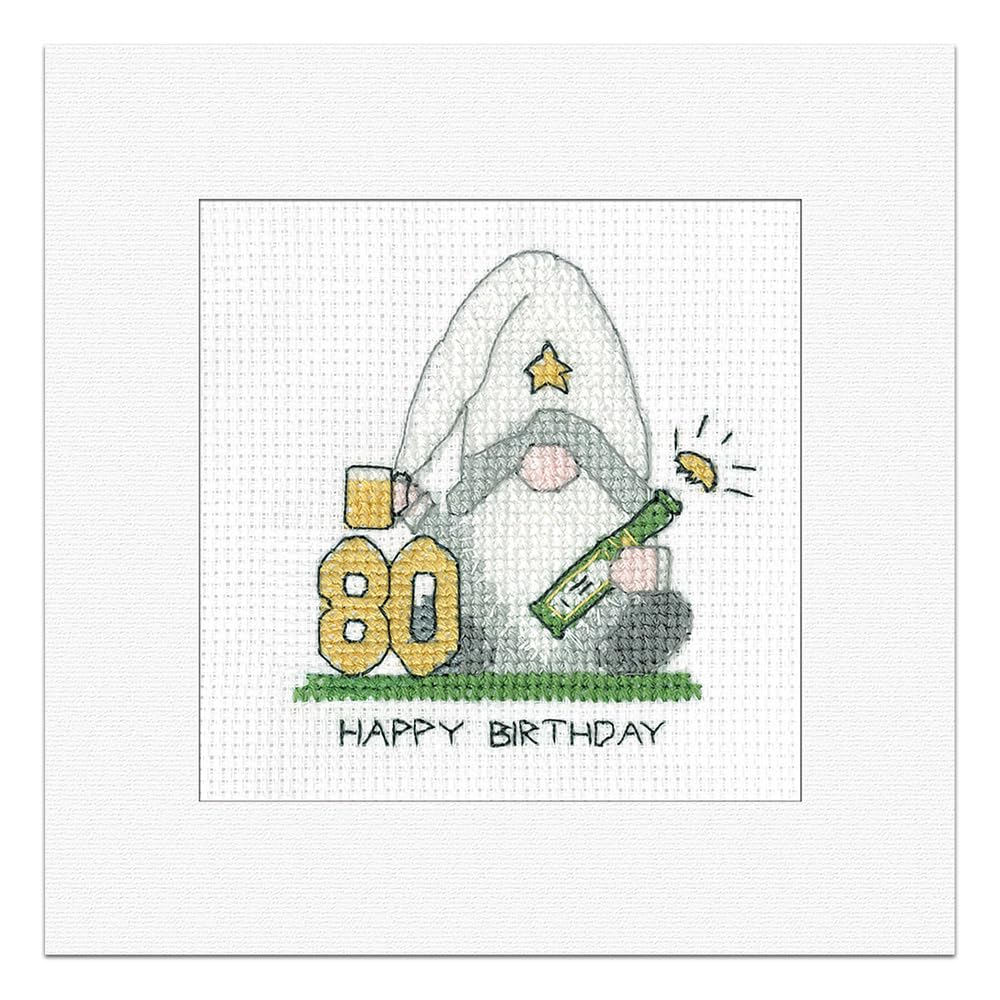 Heritage Crafts Men's Mixed Gonk - 80Th Birthday Card Cross Stitch Greeting Card Kirsten Roche Gonks