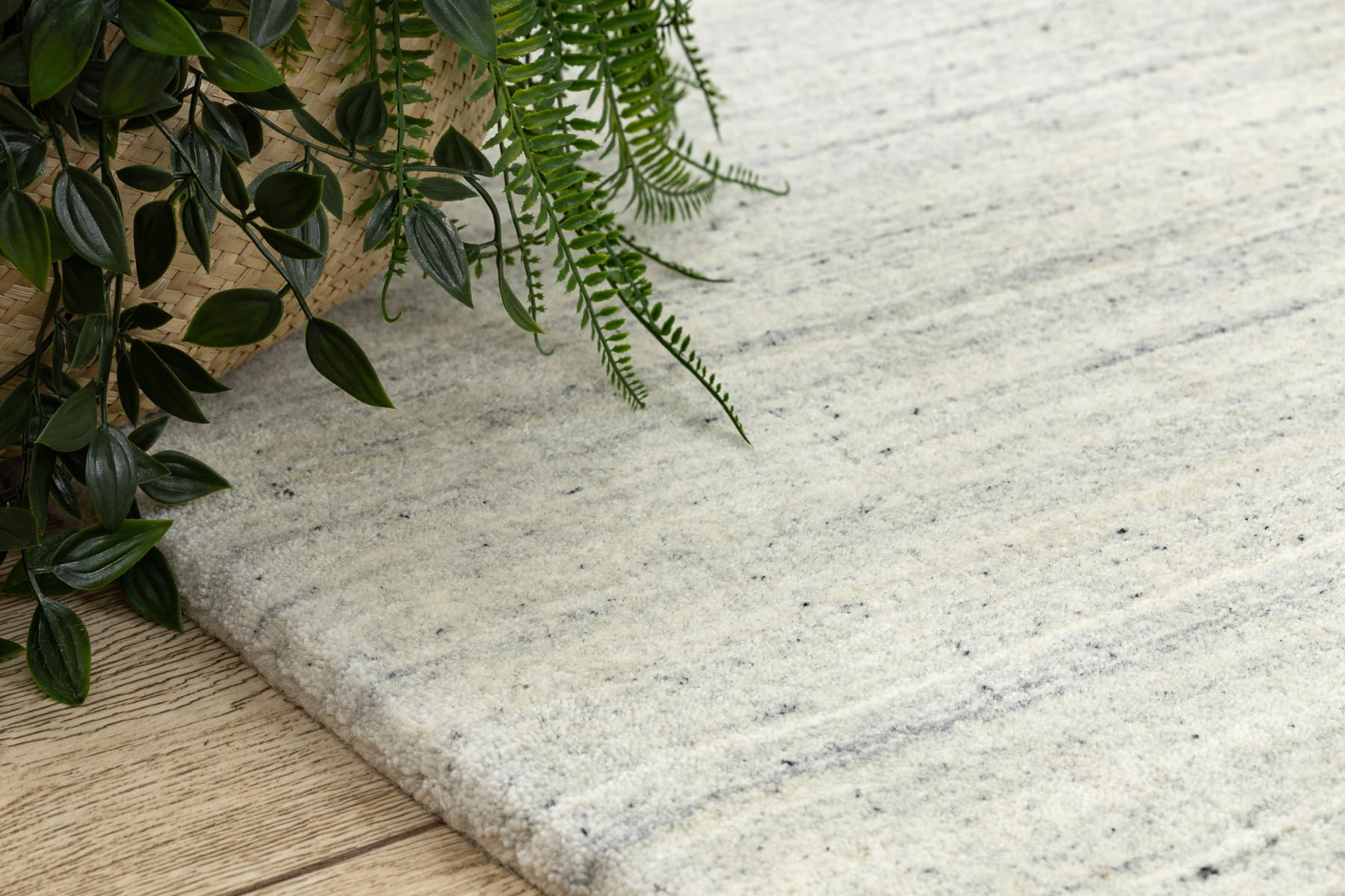 rugsx Wollteppich Berber Loom hellsilber - handgewebter Boho Teppich, melierter Wohnzimmer Teppich, dick und weich 60x90 cm