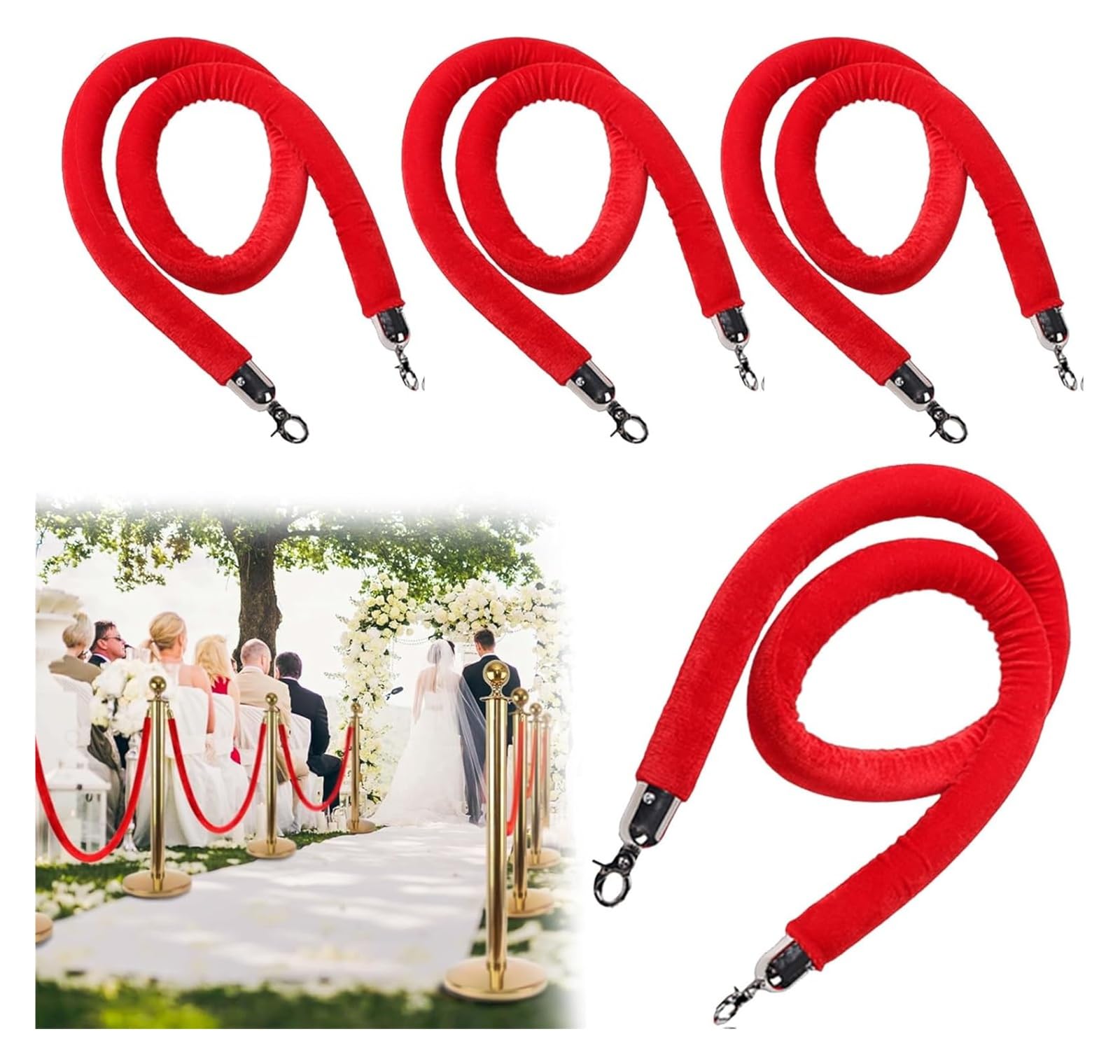 Cordes en velours rouge pour événements et gestion élégante des invités en salle des fêtes