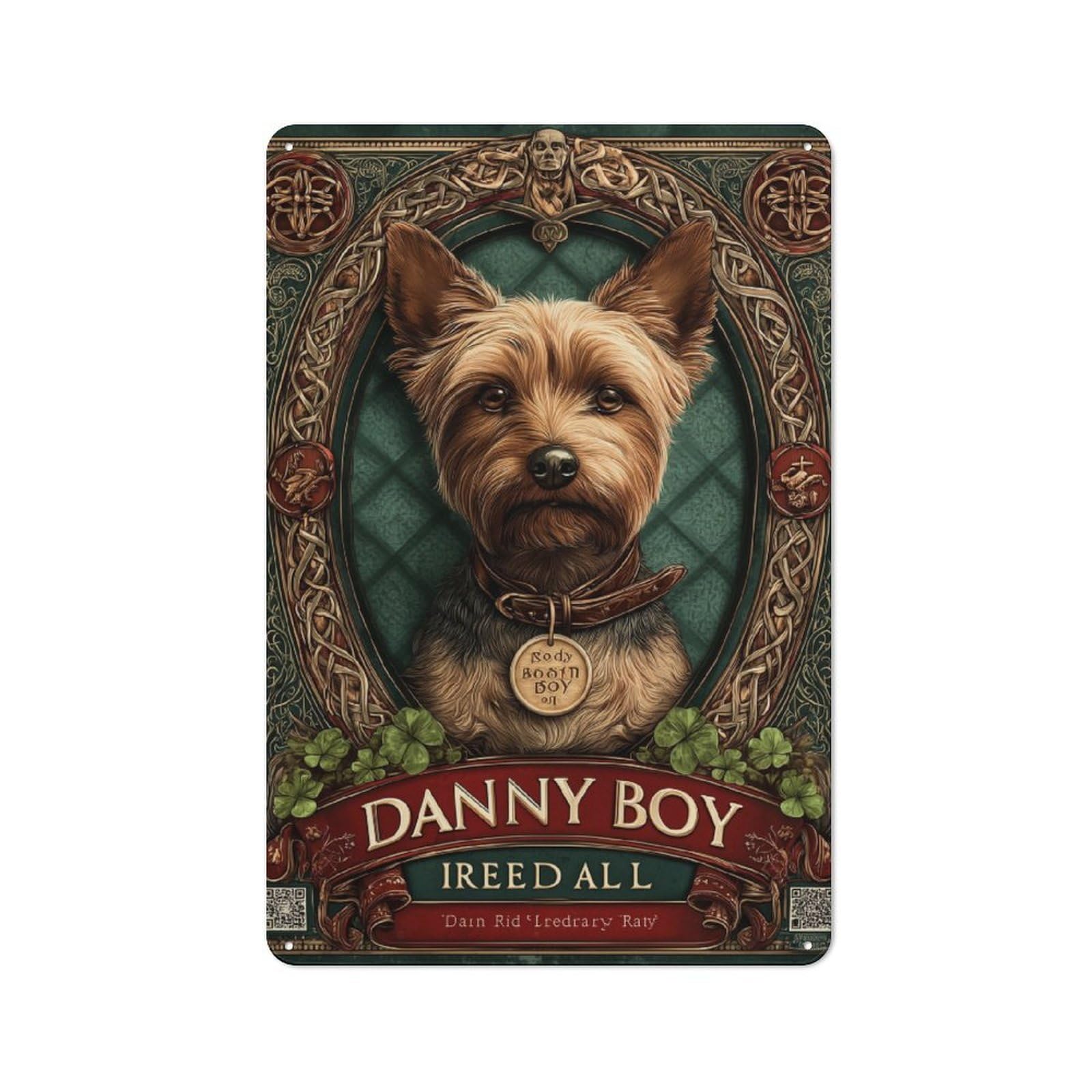 Junmoney Charming Canine Portrait Printed Metal Sign 30X20cm For Hallway Wall, For Living Room And Hallway Decor, For Home Office And Studio Walls