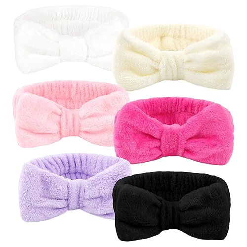 Ondder 6 diademas de microfibra para el cabello de tela de rizo para mujer, diademas para el cuidado de la piel para maquillaje, spa, facial, yoga,