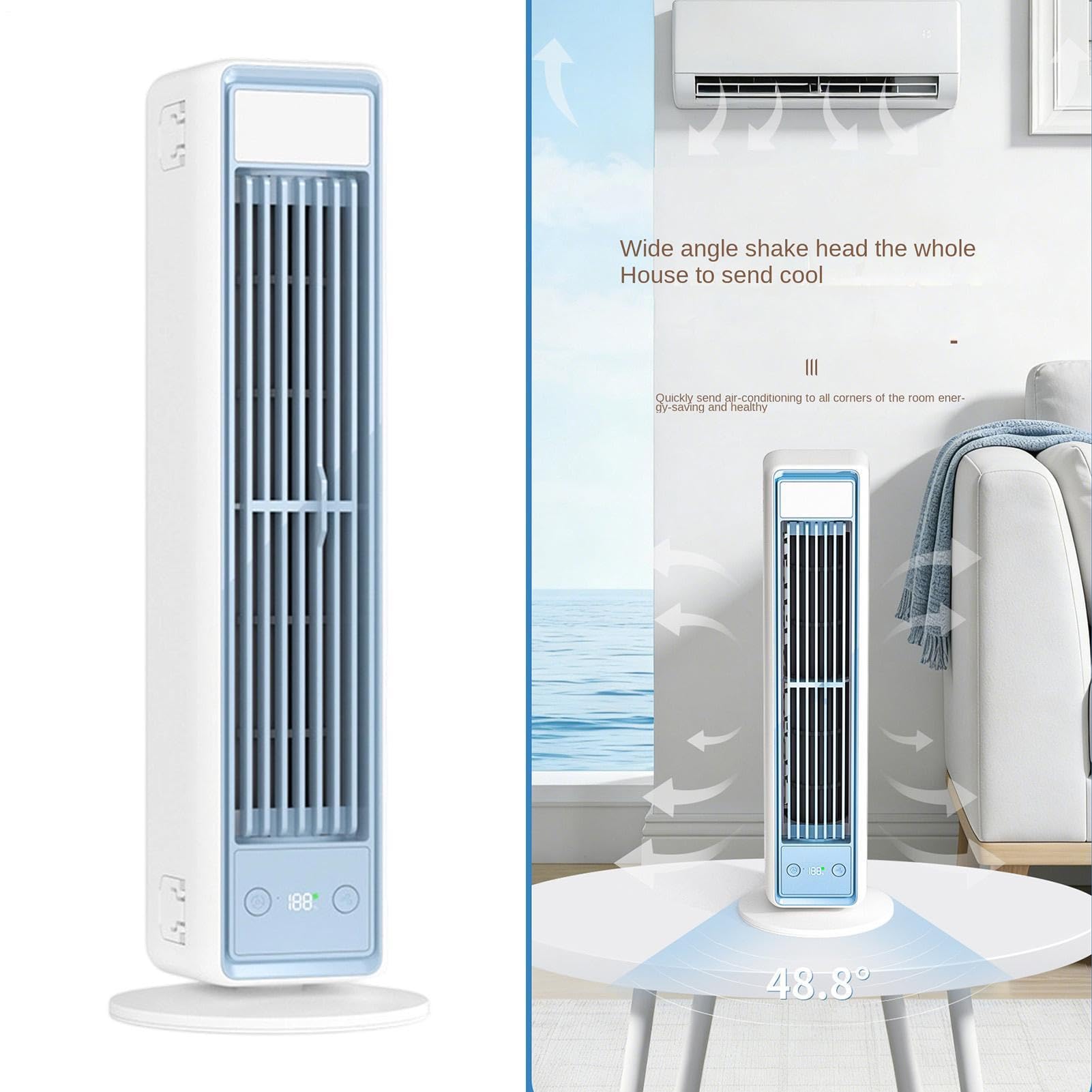 Ventilador Torre Inteligente Con mando a distancia | Ventilador Vertical para cocina garaje casa rodante salón interior exterior