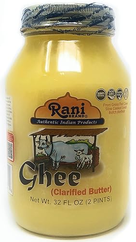 Rani Ghee puro y natural de vacas alimentadas con pasto mantequilla clarificada 32 onzas 2 libras 3203oz tarro de vidrio Apto para paleo apto para