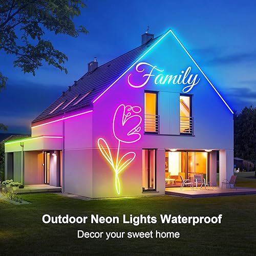 Miniatura 7 de Tira de luces LED de neón de 50 pies, sincronización de música con control remoto por aplicación, tira de luces LED de neón RGB con múltiples modos,