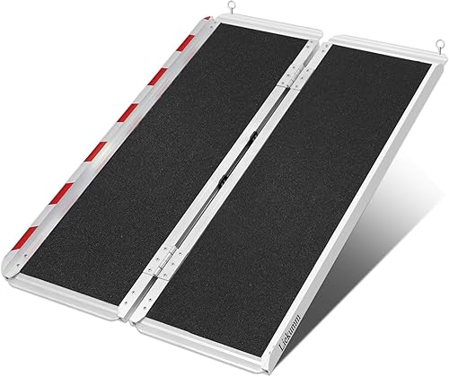 Miniatura 8 de LIEKUMM Rampa portátil para silla de ruedas de 3 pies, rampa plegable de aluminio antideslizante para escalones, puertas y escaleras, capacidad de
