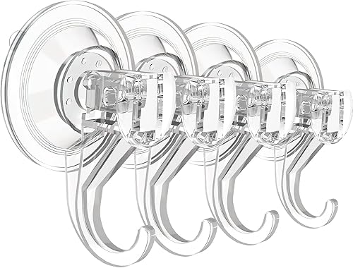 EAMOMORK Ganchos de ventosa para ducha, ganchos grandes transparentes y resistentes con ventosa, ganchos de corona para puerta delantera, ventana,