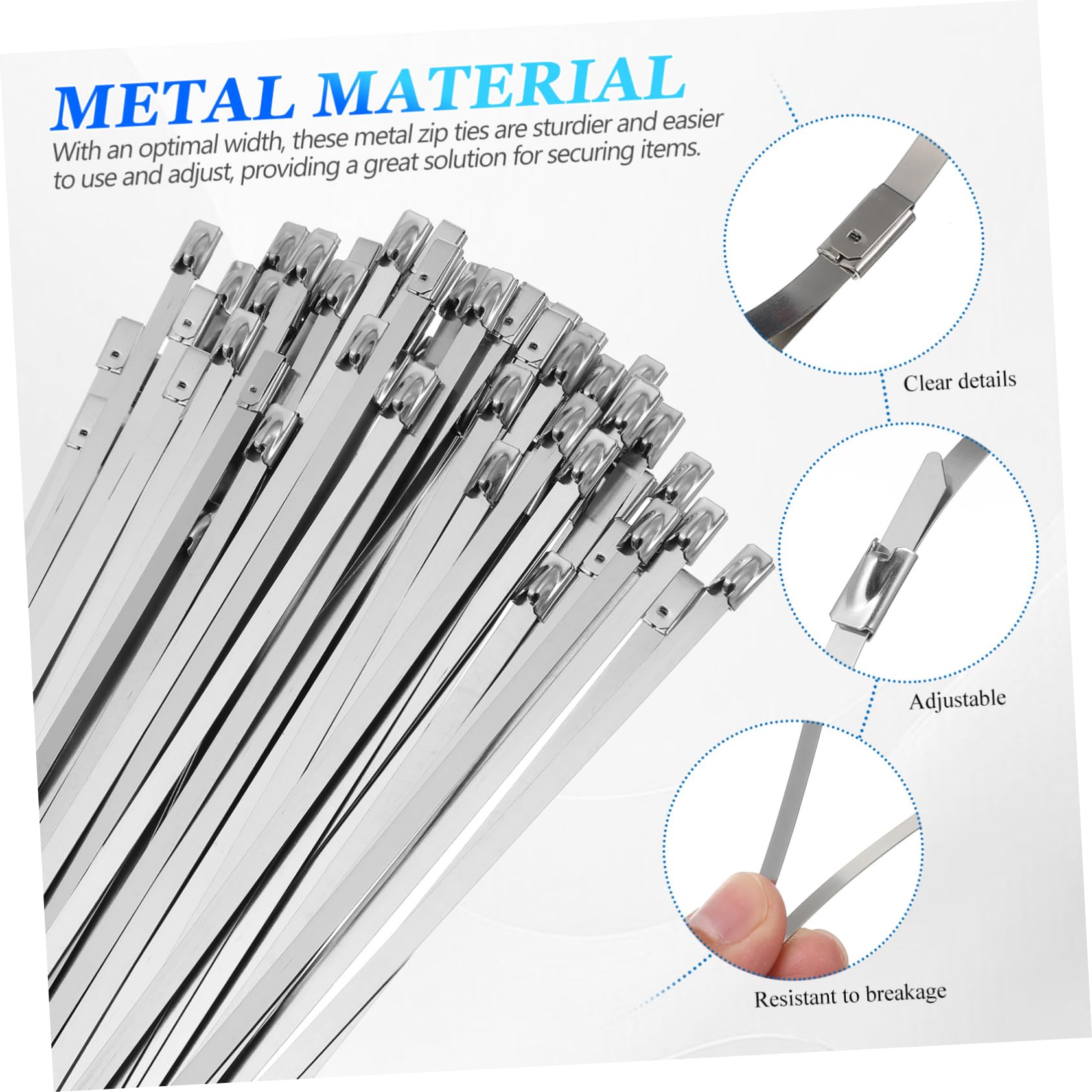 HOMSFOU 500pezzi Fascette Metalliche in Acciaio Inox Fascette Autobloccanti Resistenti Per Esterni Per Veicoli Cavi Recinzioni Adeguata Riutilizzabili