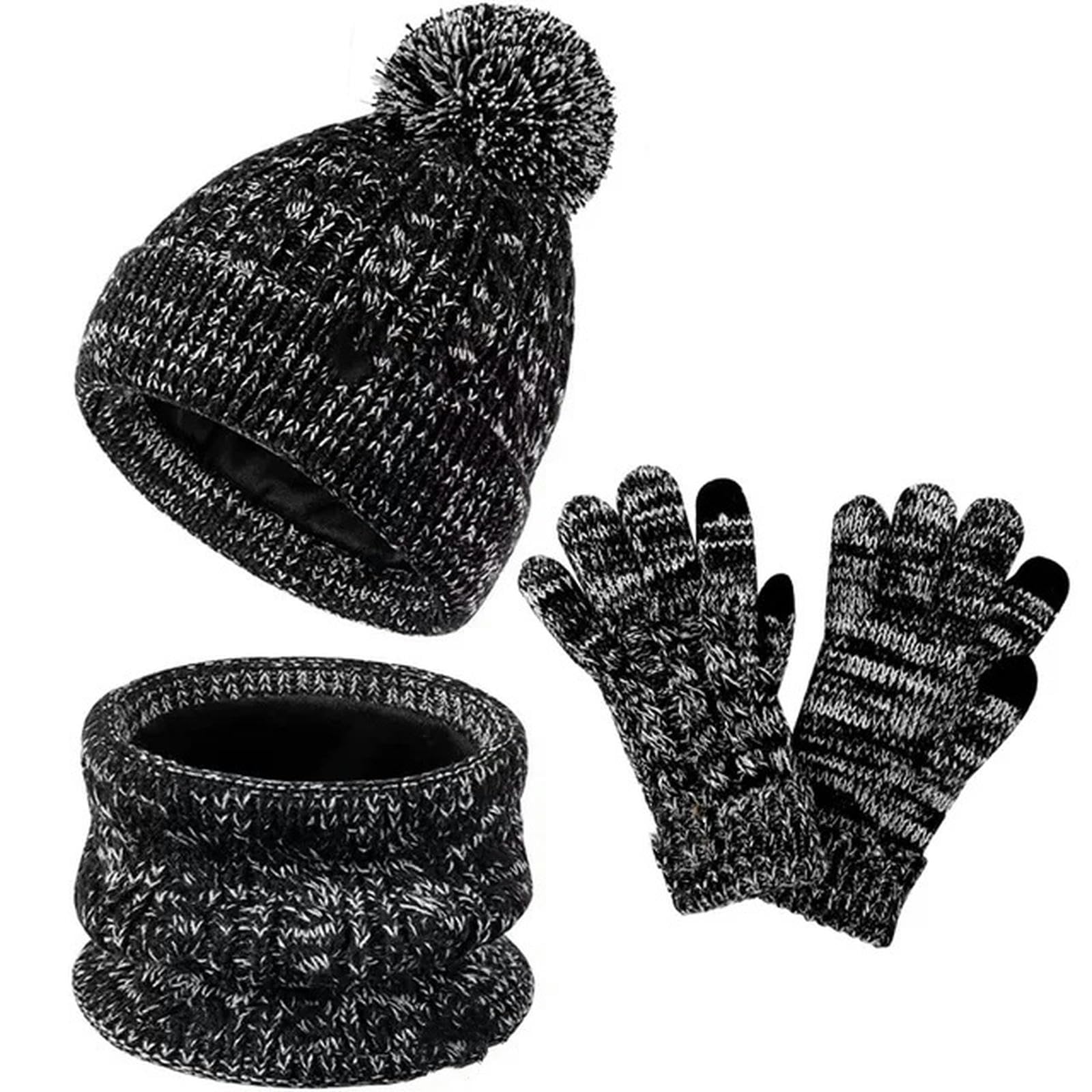 ZONTO Guanti Sciarpa Cappello 3 in 47 Set Caldo Invernale per Bambini Calco Foderato di Berretto A Pile Rivestite Guanti Cricca 3 Pezzi