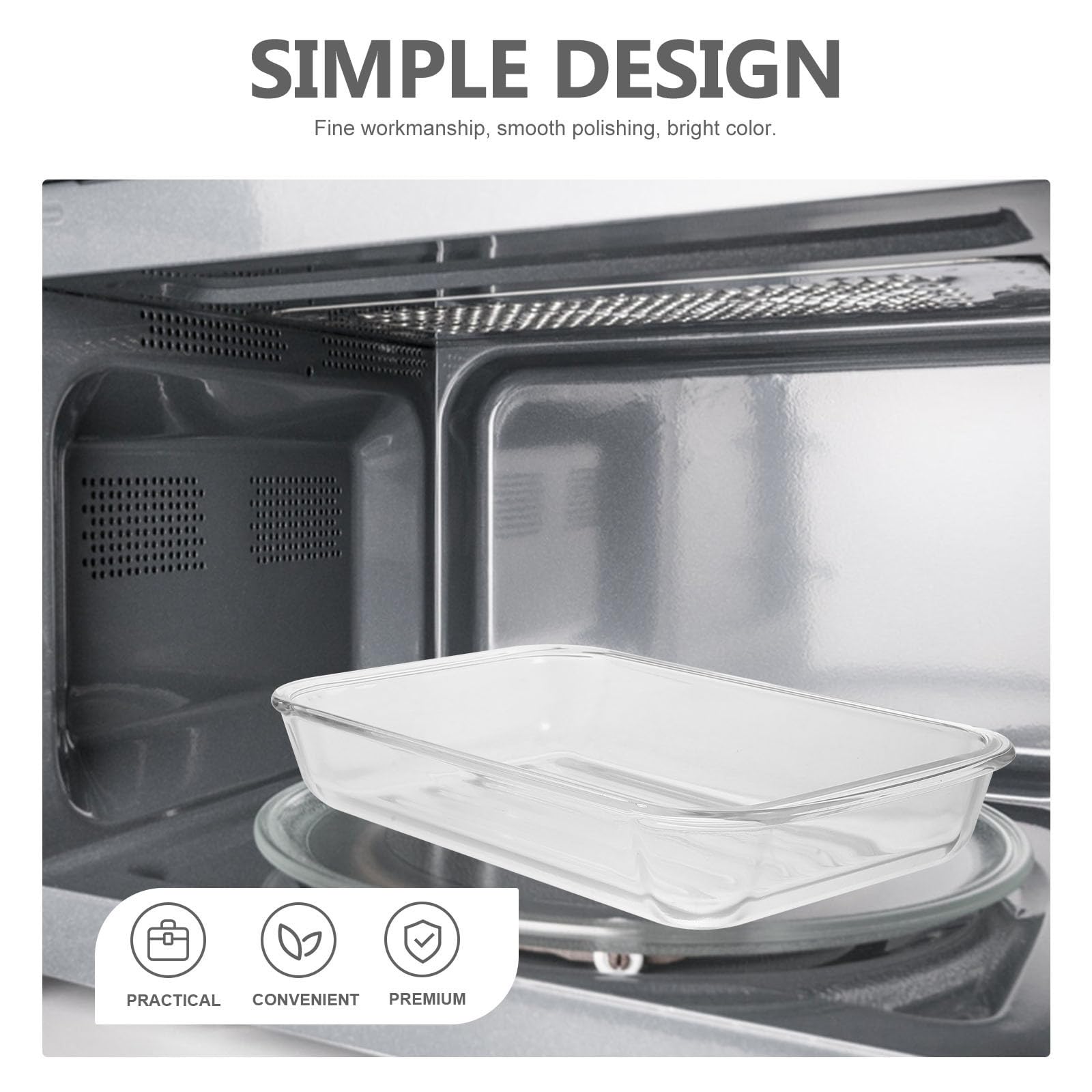 Toyvian Fuente para Hornear de Vidrio Templado 1.5l Resistente al Calor, Reutilizable y Práctica para Horno y Microondas en Estilo Simple