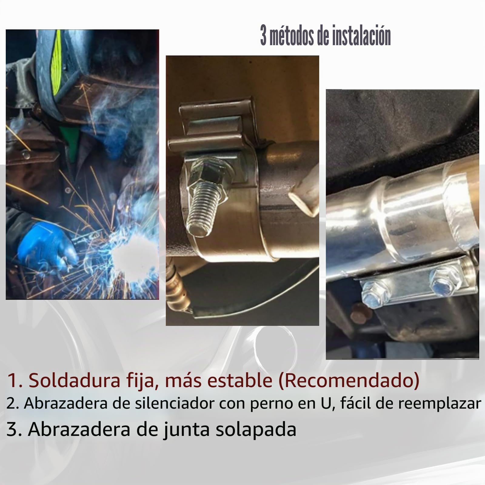Catekro 63mm Silenciador de Escape Trasero para Coche, Acero Inoxidable 2,5" Silencioso Universal Reforzado 2.5"x3.5"x14" para Reducción de Ruido Tubo de Escape Deportivo Recambio Original Plata
