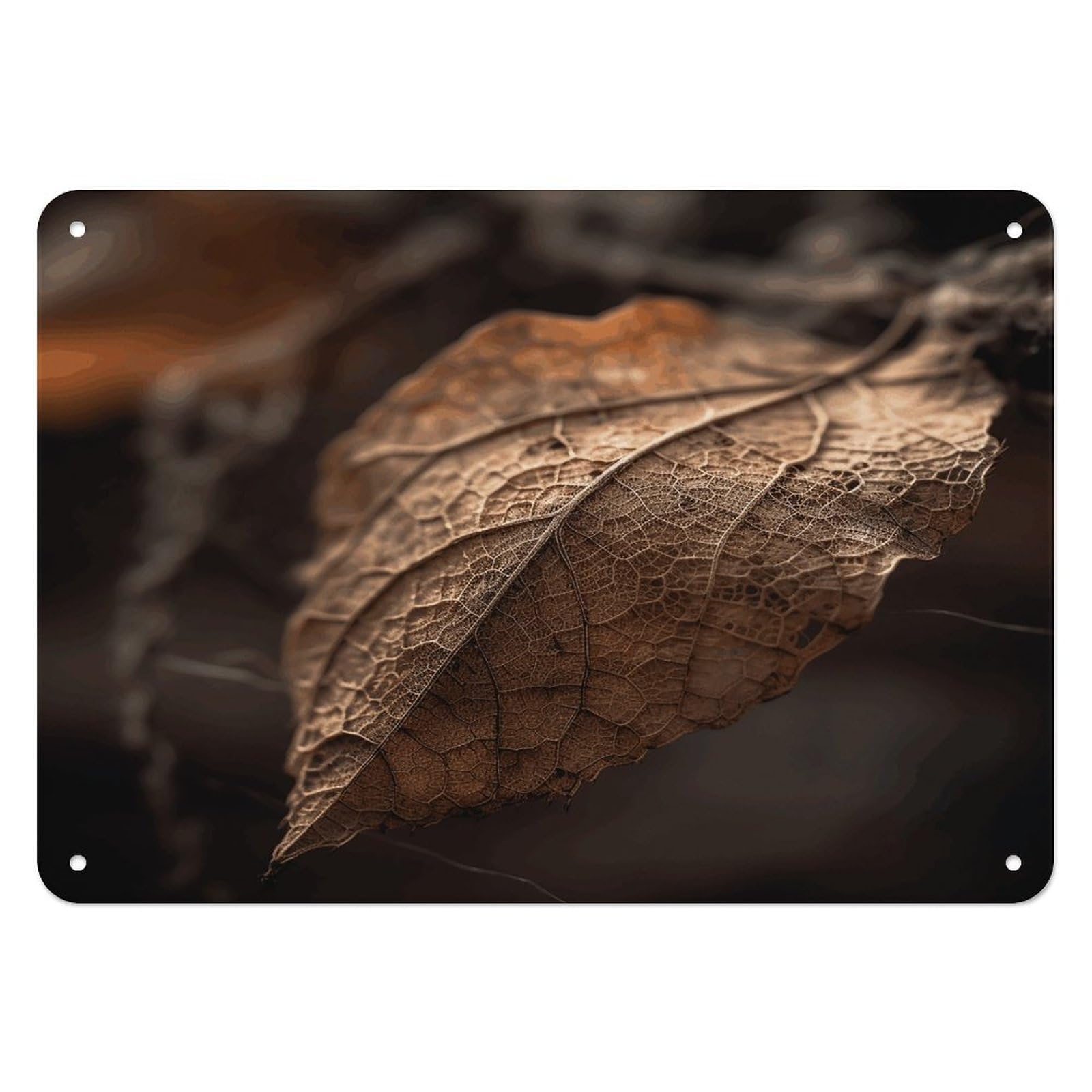 Fodpand Style Dry Leaves Retro Vintage Metal Tin Sign,Wall Art Decor Garden Plaque Poster For Bedrooms Yard Bars Pubs Patios Porches 7.9X5.5 Inch