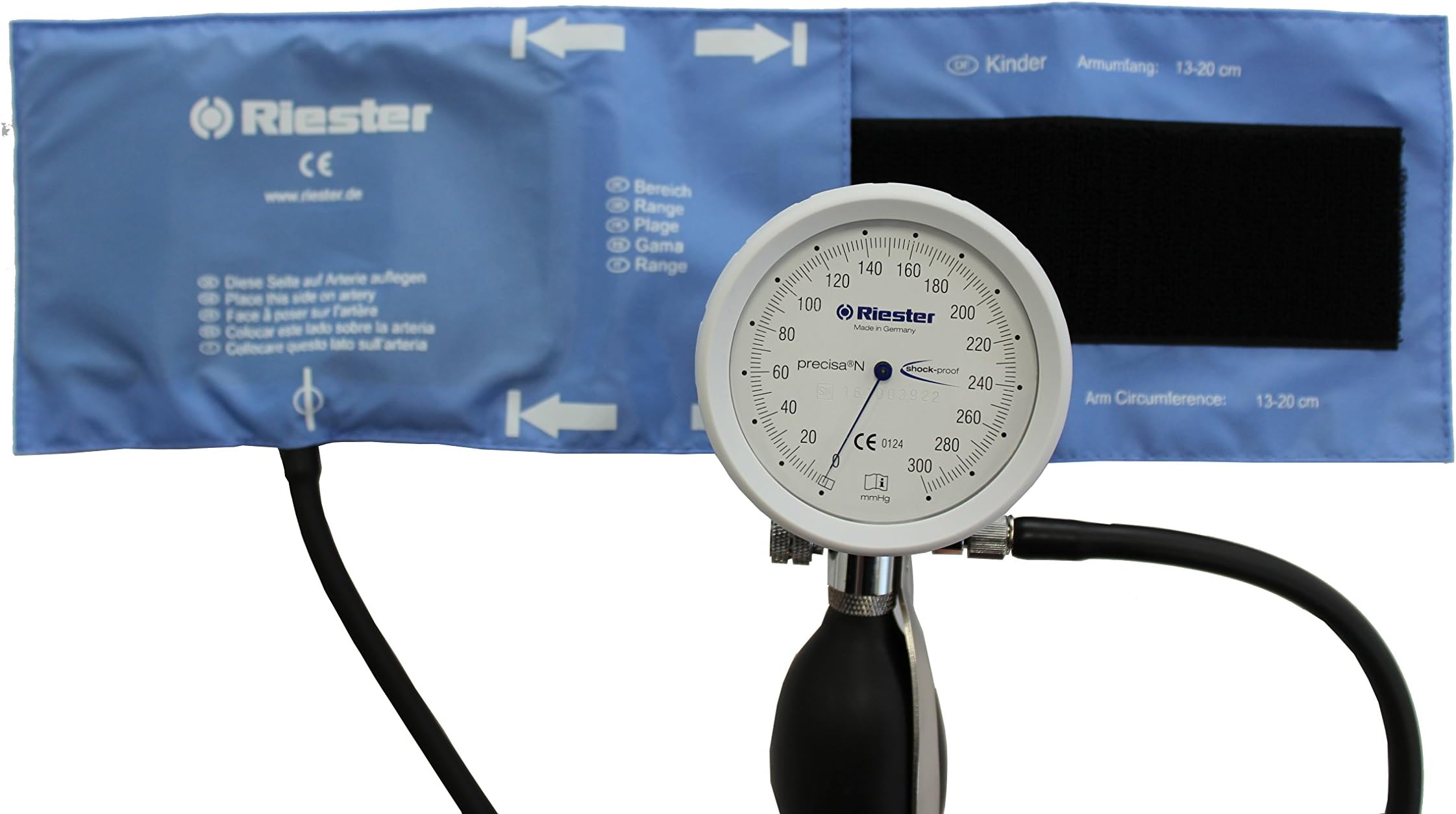 Riester 1364-129 precisa N Shock Proof, Sphygmomanometer with 1tube velcro cuff for children.