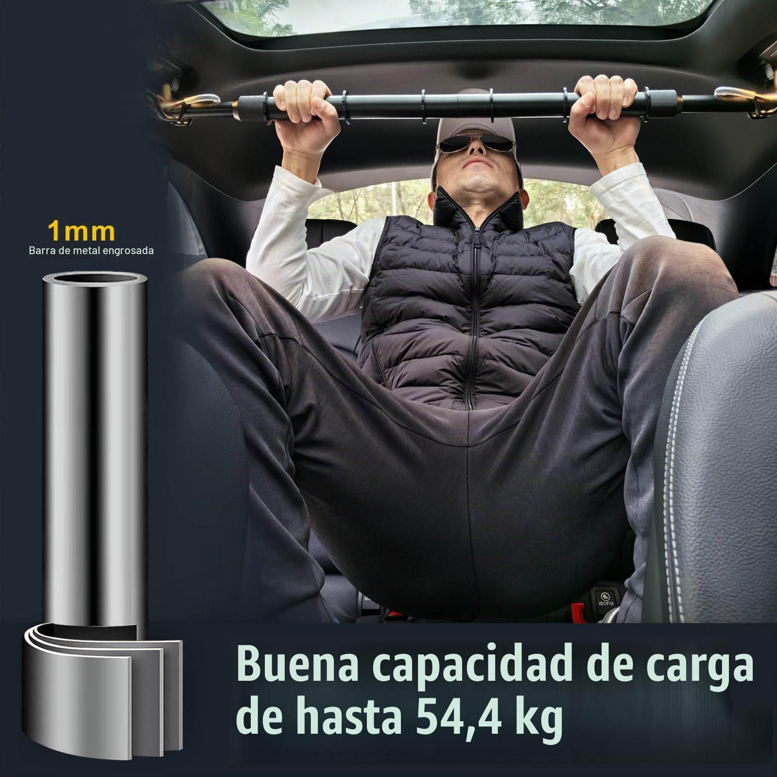Perchero extensible de alta resistencia para ropa de coche, de 30 a 66 pulgadas, barra colgante de secado de tela de viaje para SUV, camión, caravana, armario de vehículo, barra de metal negro para